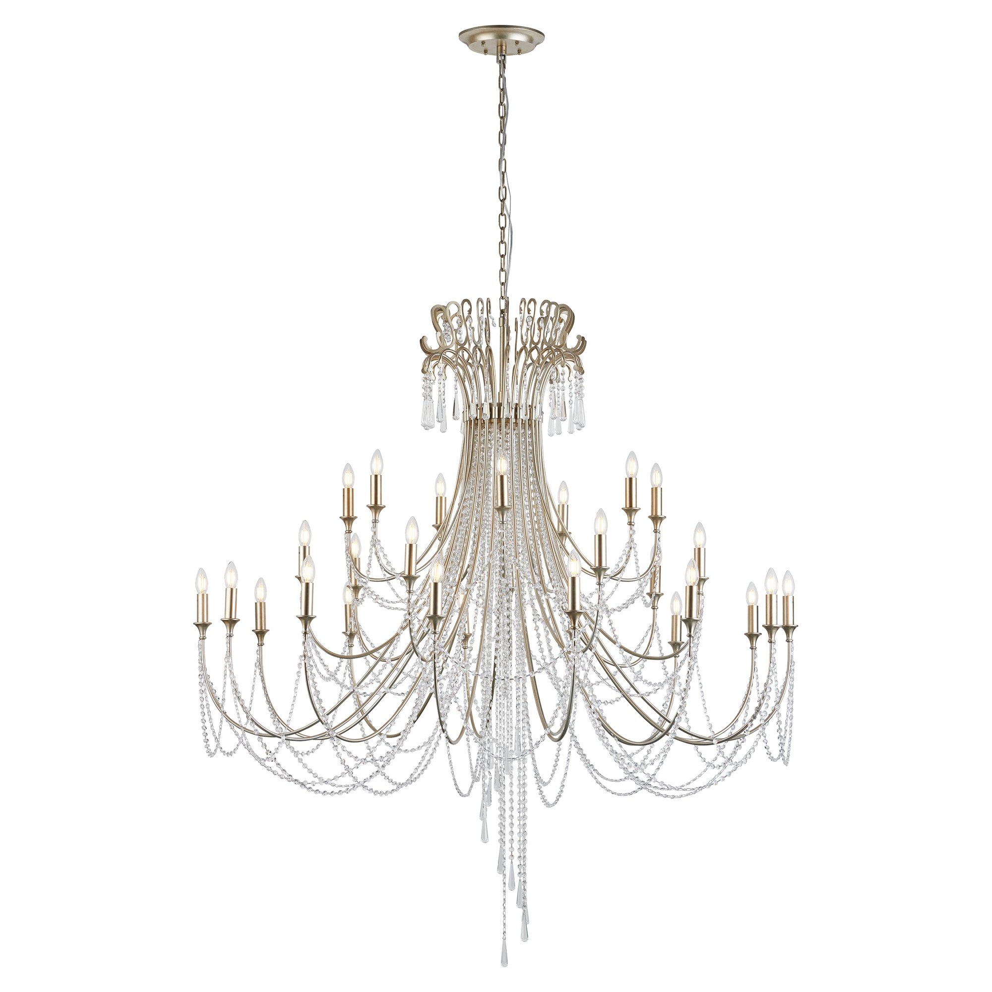 IL31848 Celine Pendant Chandelier 28 Light E14 Aged Silver/Clear Crystal