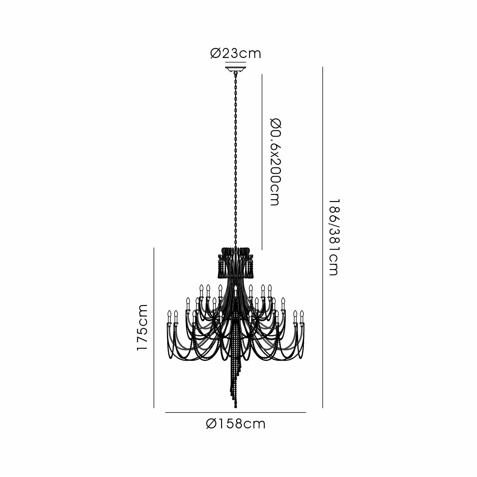 IL31848 Celine Pendant Chandelier 28 Light E14 Aged Silver/Clear Crystal