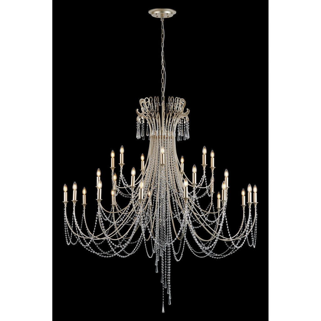 IL31848 Celine Pendant Chandelier 28 Light E14 Aged Silver/Clear Crystal