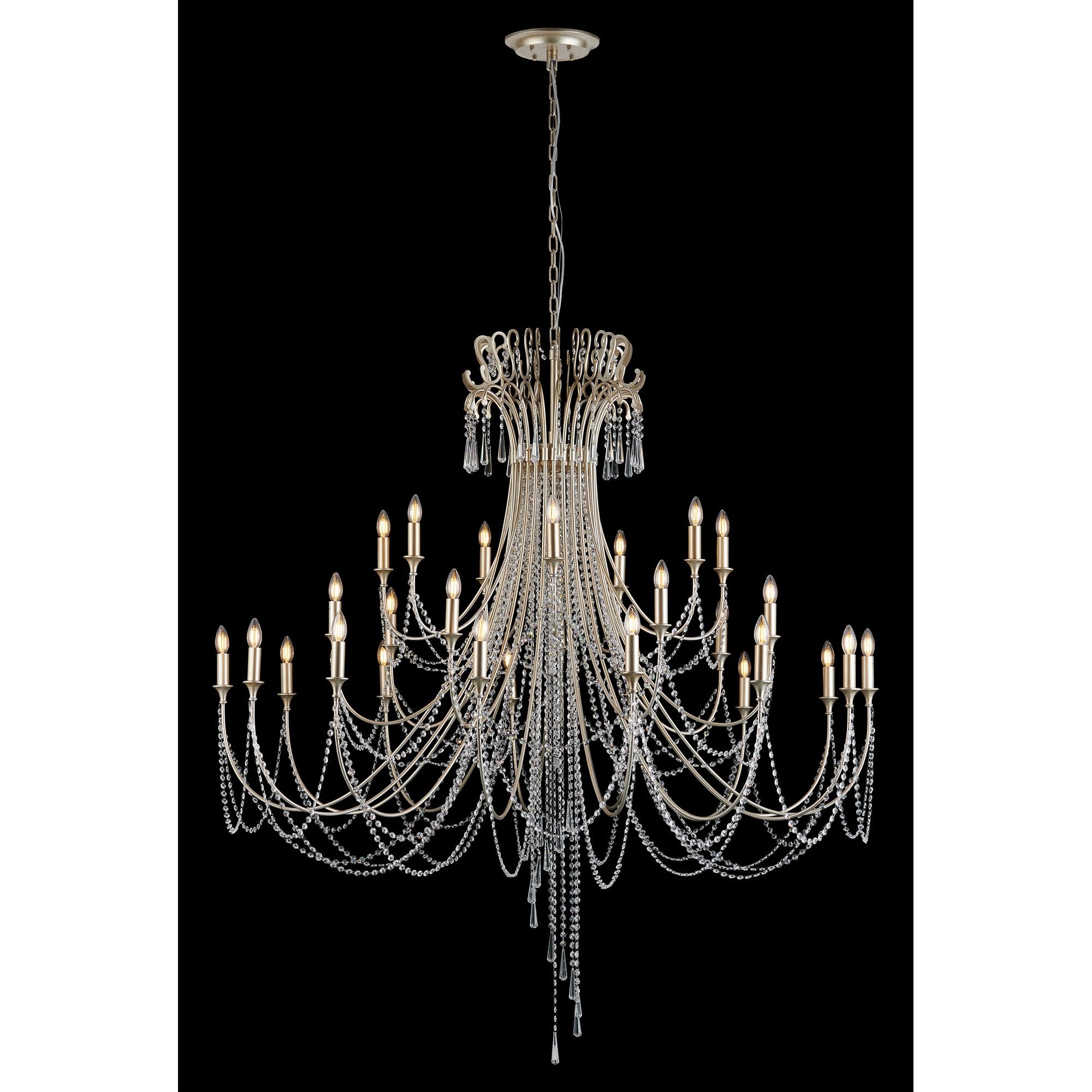 IL31848 Celine Pendant Chandelier 28 Light E14 Aged Silver/Clear Crystal