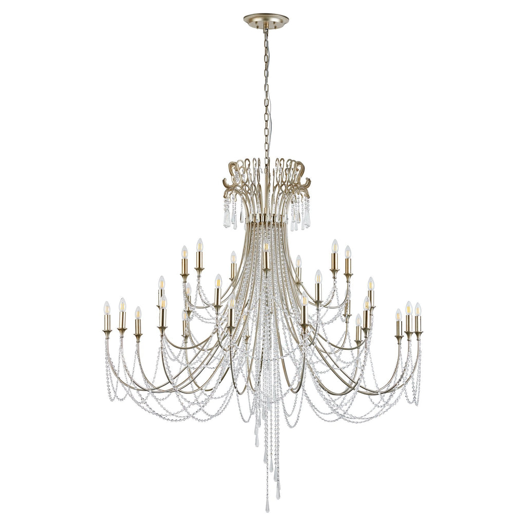 IL31848 Celine Pendant Chandelier 28 Light E14 Aged Silver/Clear Crystal
