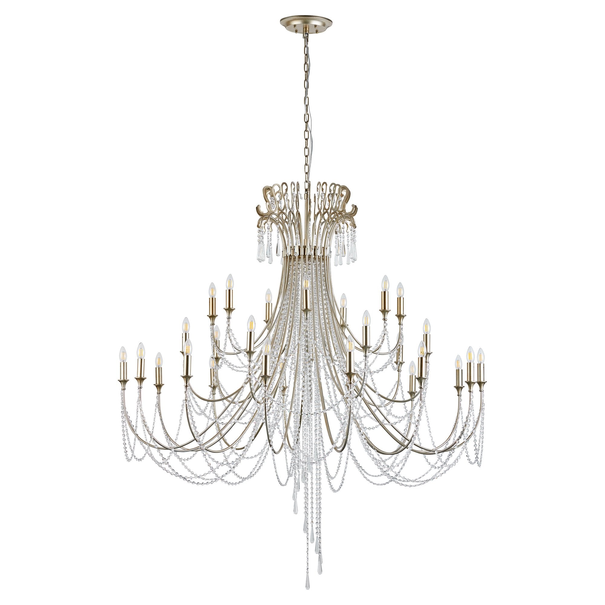 IL31848 Celine Pendant Chandelier 28 Light E14 Aged Silver/Clear Crystal