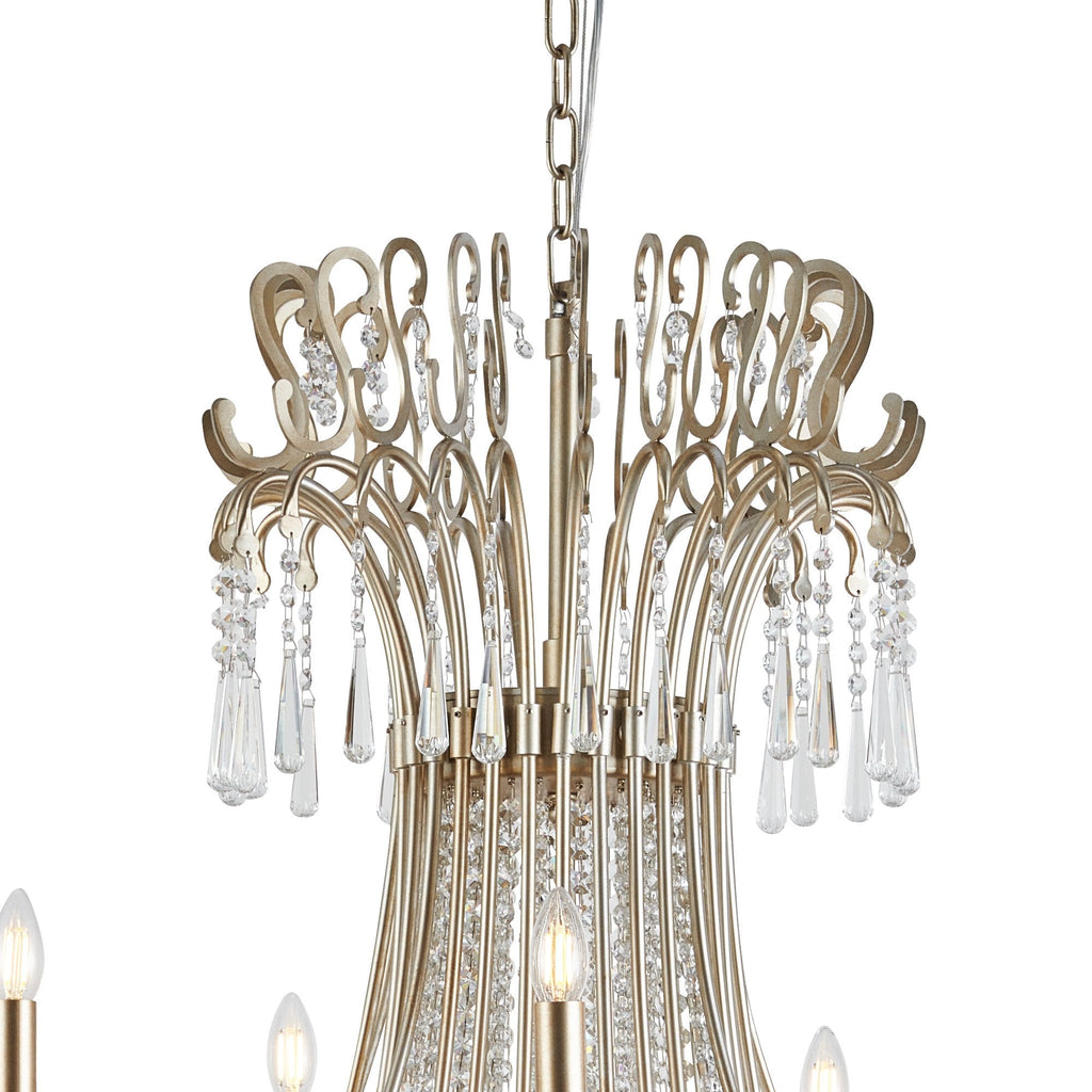 IL31848 Celine Pendant Chandelier 28 Light E14 Aged Silver/Clear Crystal