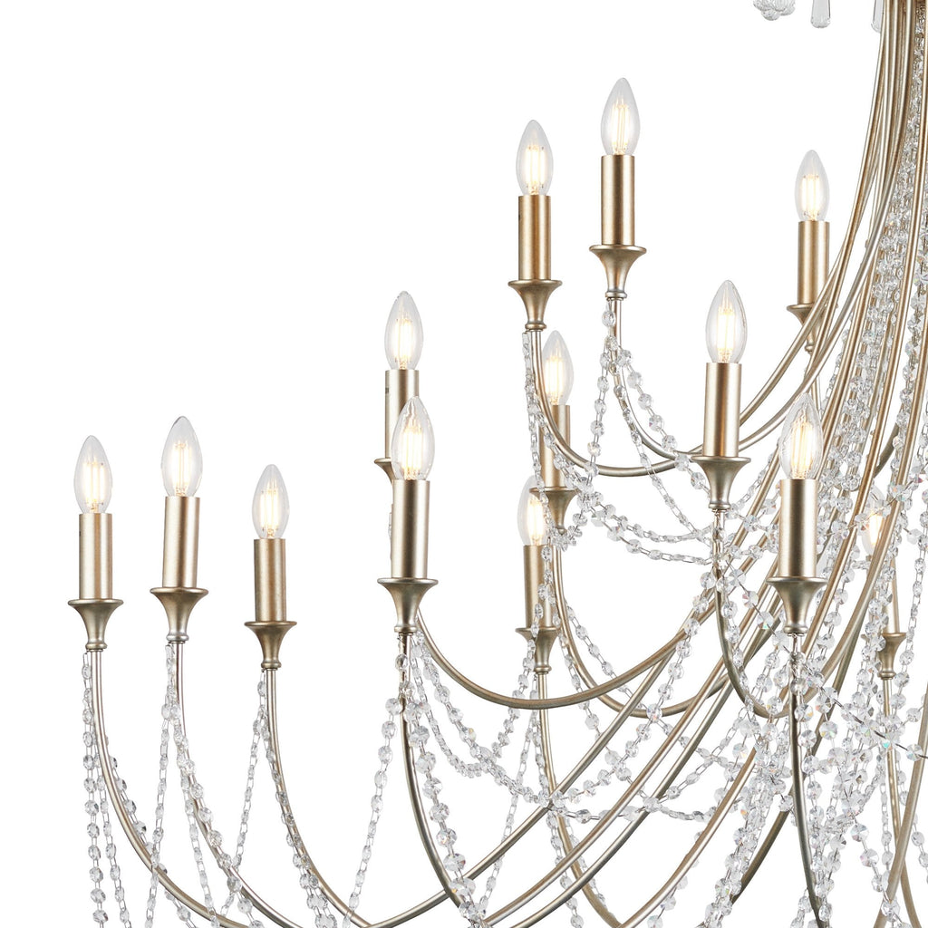 IL31848 Celine Pendant Chandelier 28 Light E14 Aged Silver/Clear Crystal