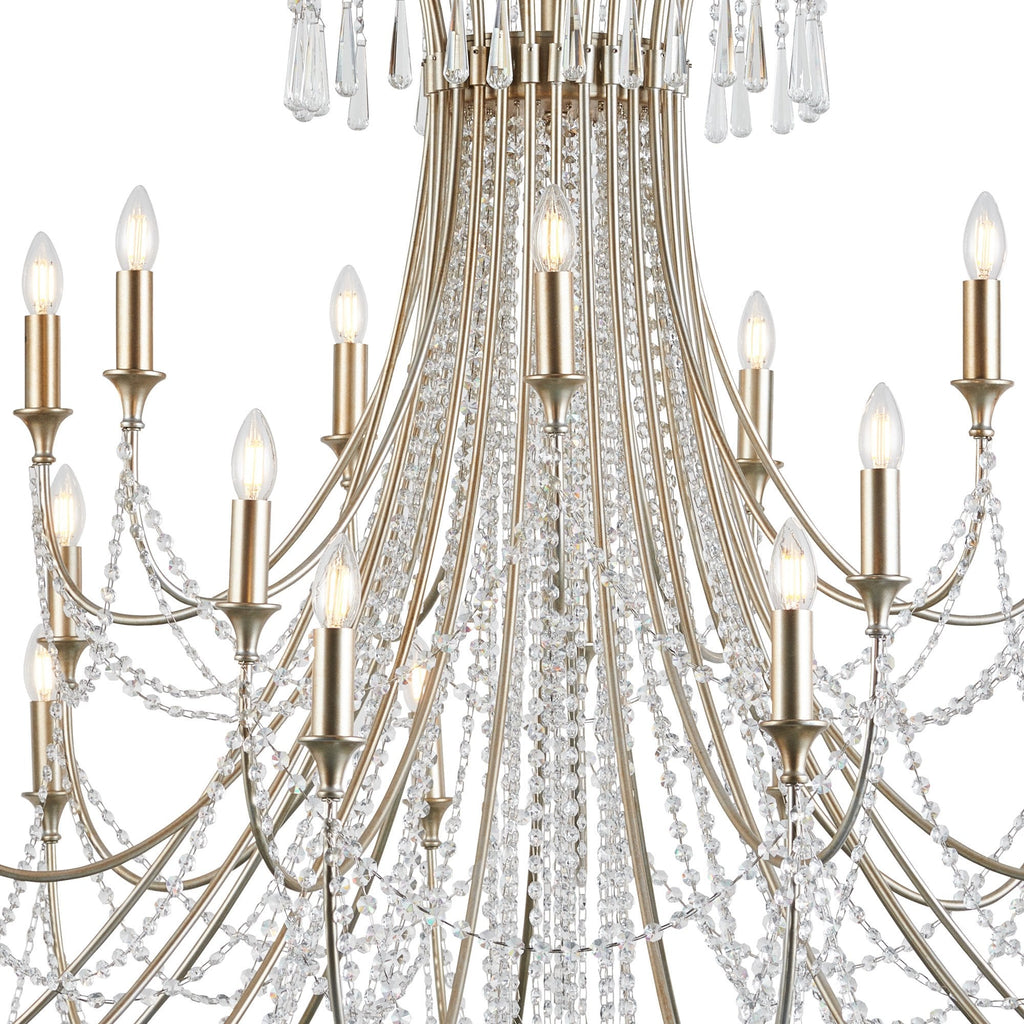IL31848 Celine Pendant Chandelier 28 Light E14 Aged Silver/Clear Crystal
