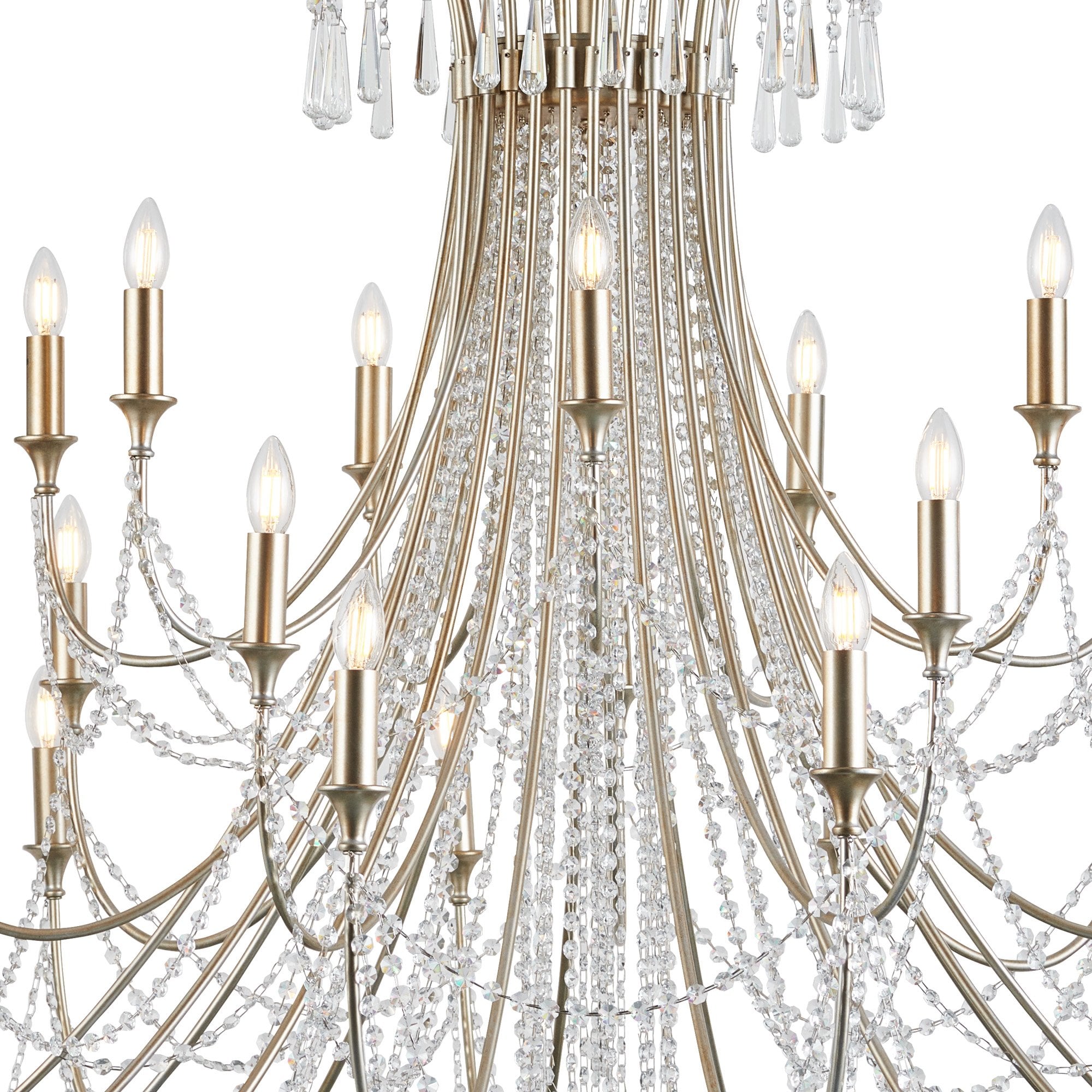 IL31848 Celine Pendant Chandelier 28 Light E14 Aged Silver/Clear Crystal