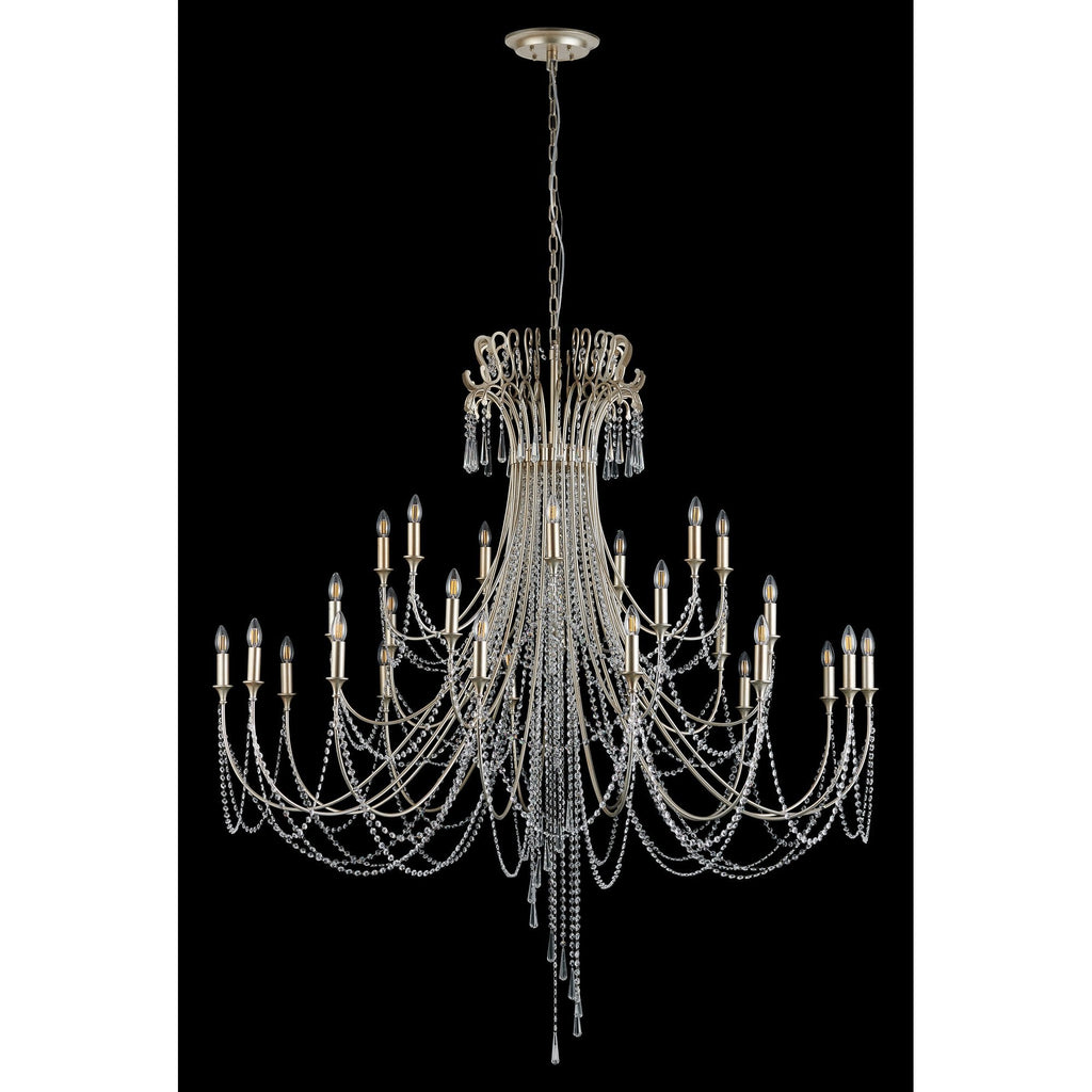 IL31848 Celine Pendant Chandelier 28 Light E14 Aged Silver/Clear Crystal