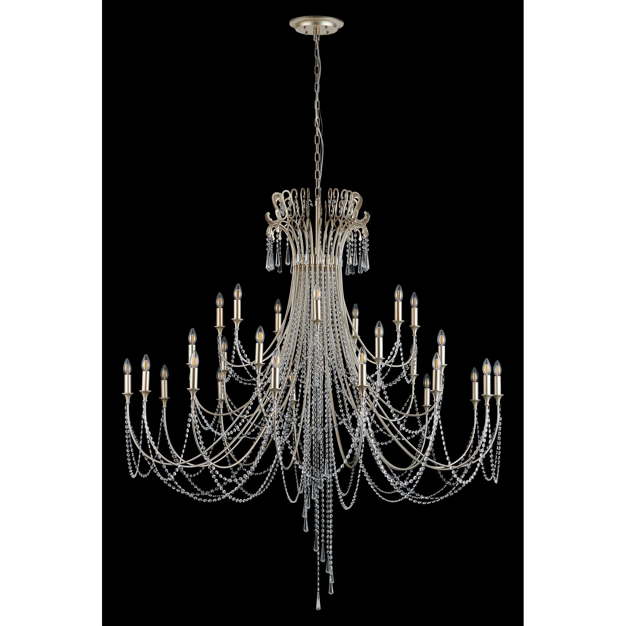 IL31848 Celine Pendant Chandelier 28 Light E14 Aged Silver/Clear Crystal