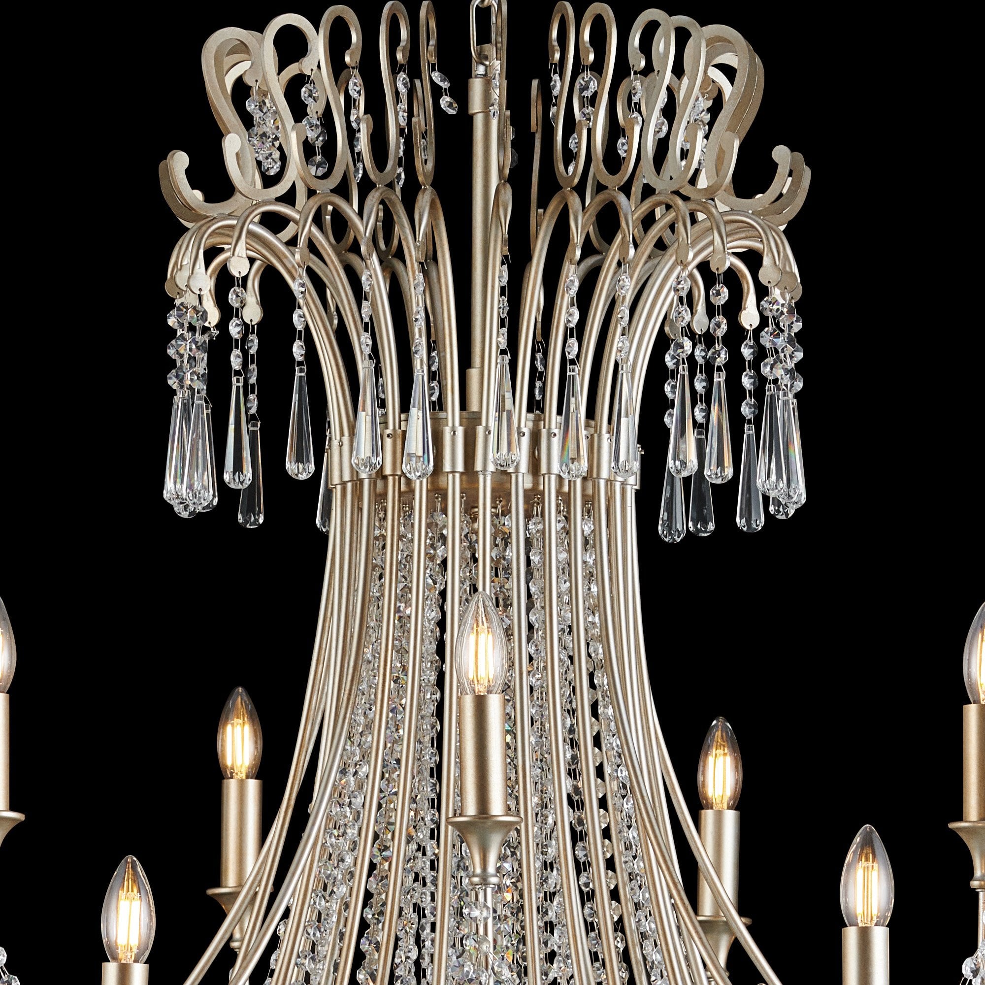 IL31848 Celine Pendant Chandelier 28 Light E14 Aged Silver/Clear Crystal