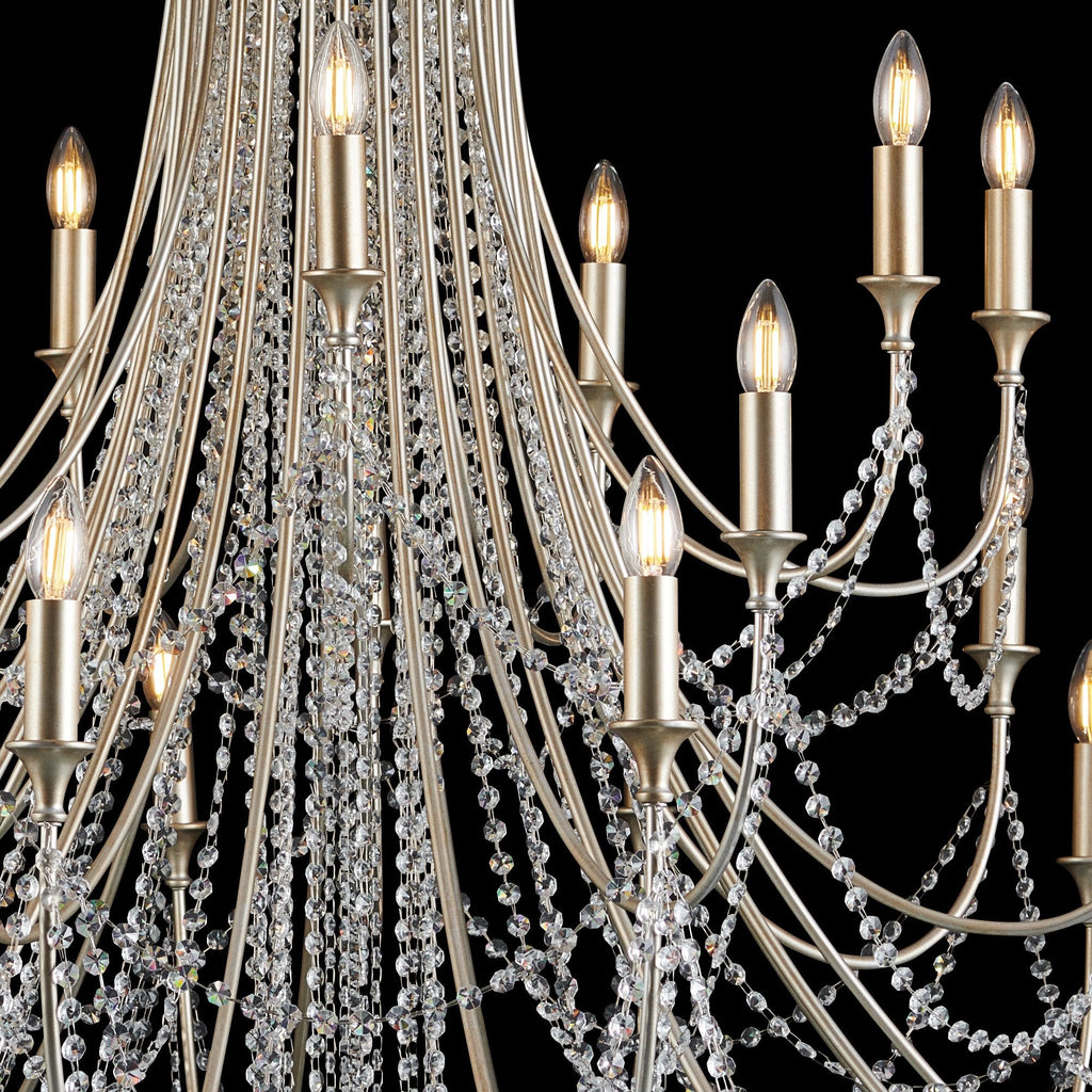 IL31848 Celine Pendant Chandelier 28 Light E14 Aged Silver/Clear Crystal