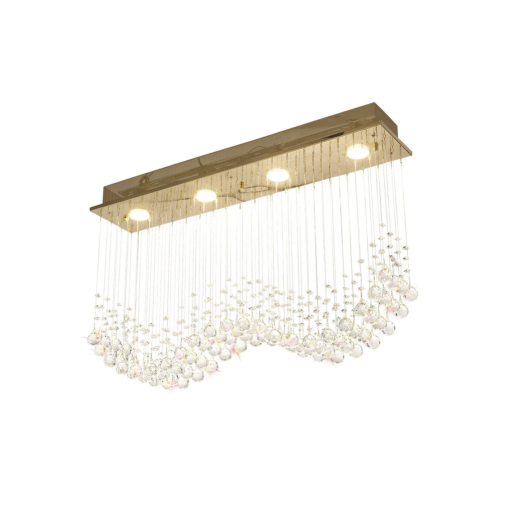 IL31381 Colorado Rectangular Pendant Line 4 Light GU10 French Gold/Crystal