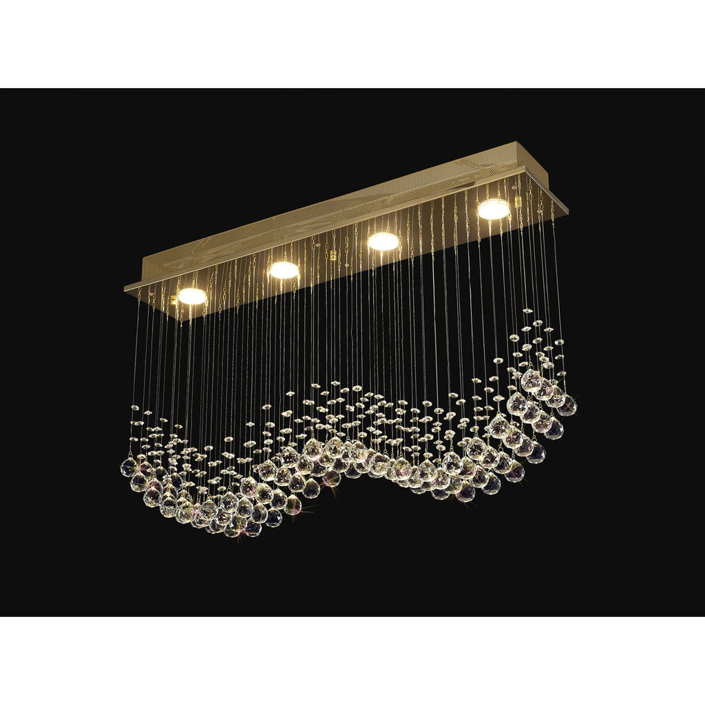 IL31381 Colorado Rectangular Pendant Line 4 Light GU10 French Gold/Crystal