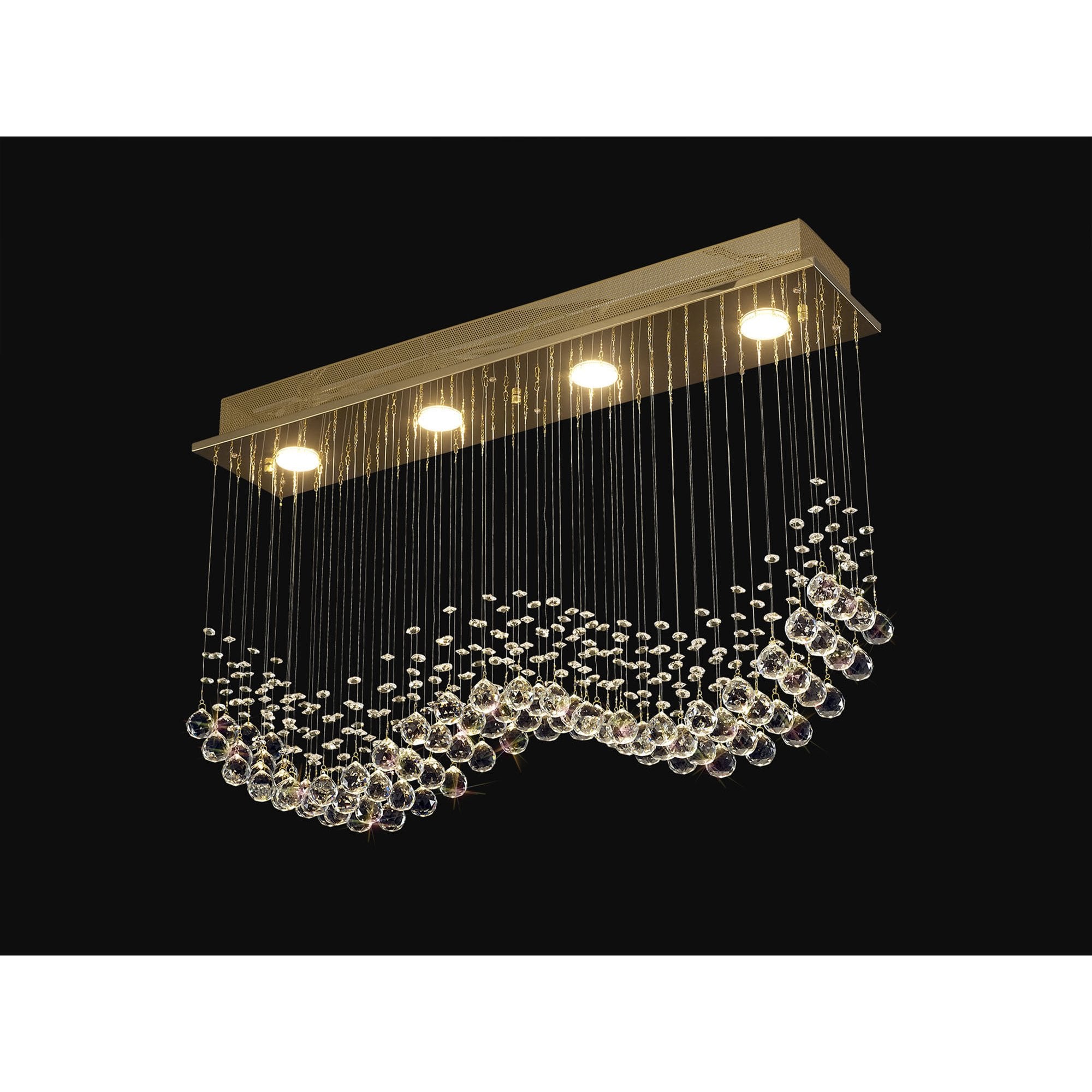 IL31381 Colorado Rectangular Pendant Line 4 Light GU10 French Gold/Crystal