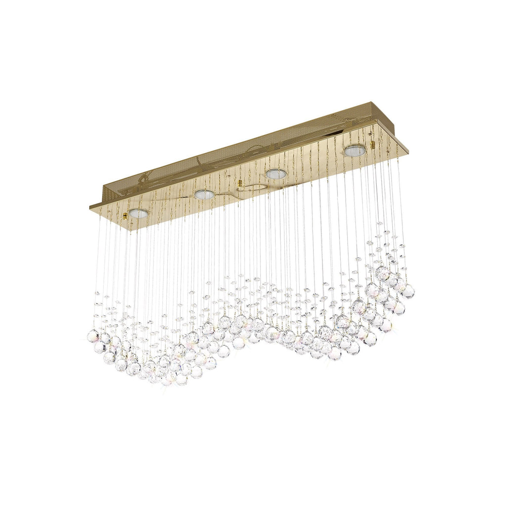 IL31381 Colorado Rectangular Pendant Line 4 Light GU10 French Gold/Crystal