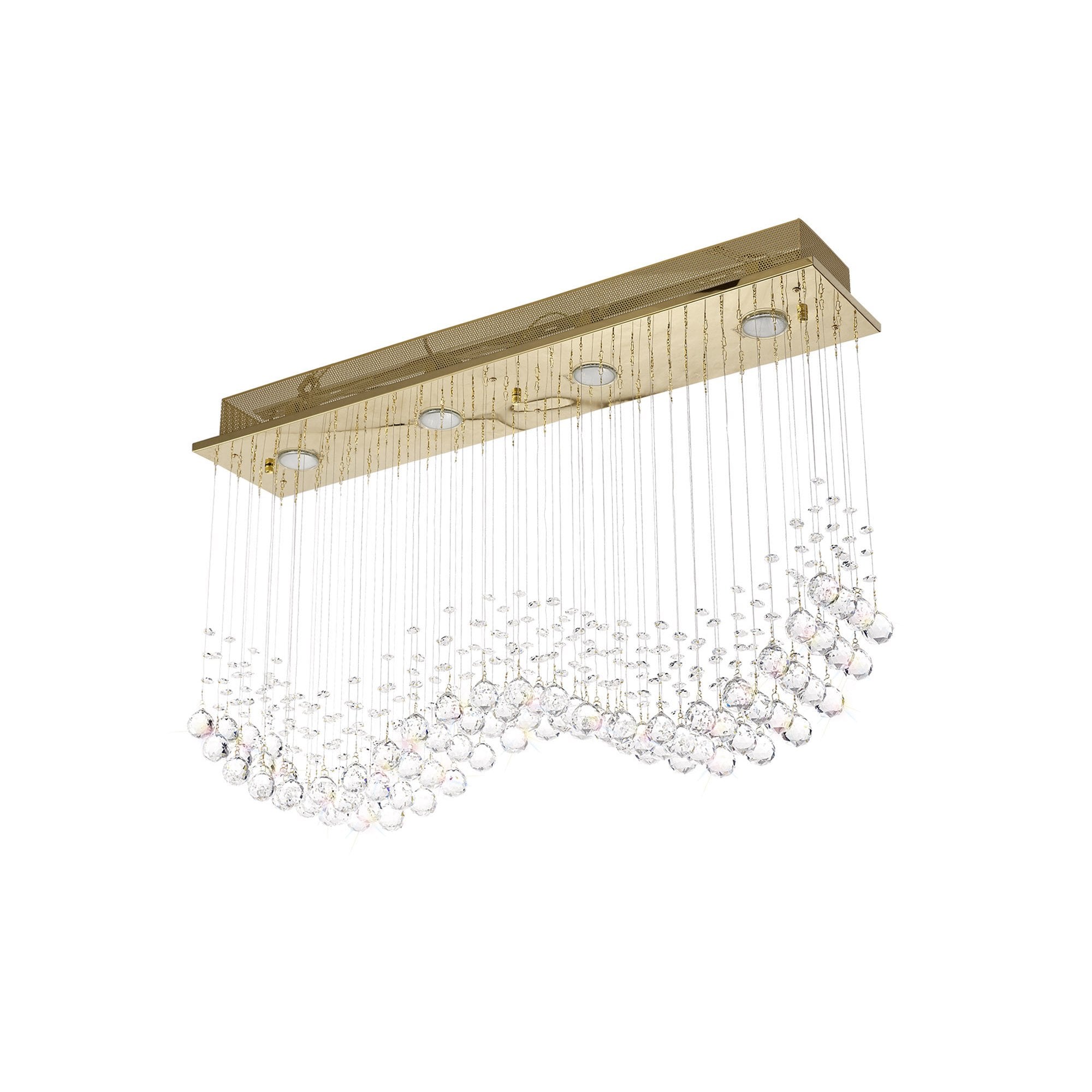 IL31381 Colorado Rectangular Pendant Line 4 Light GU10 French Gold/Crystal