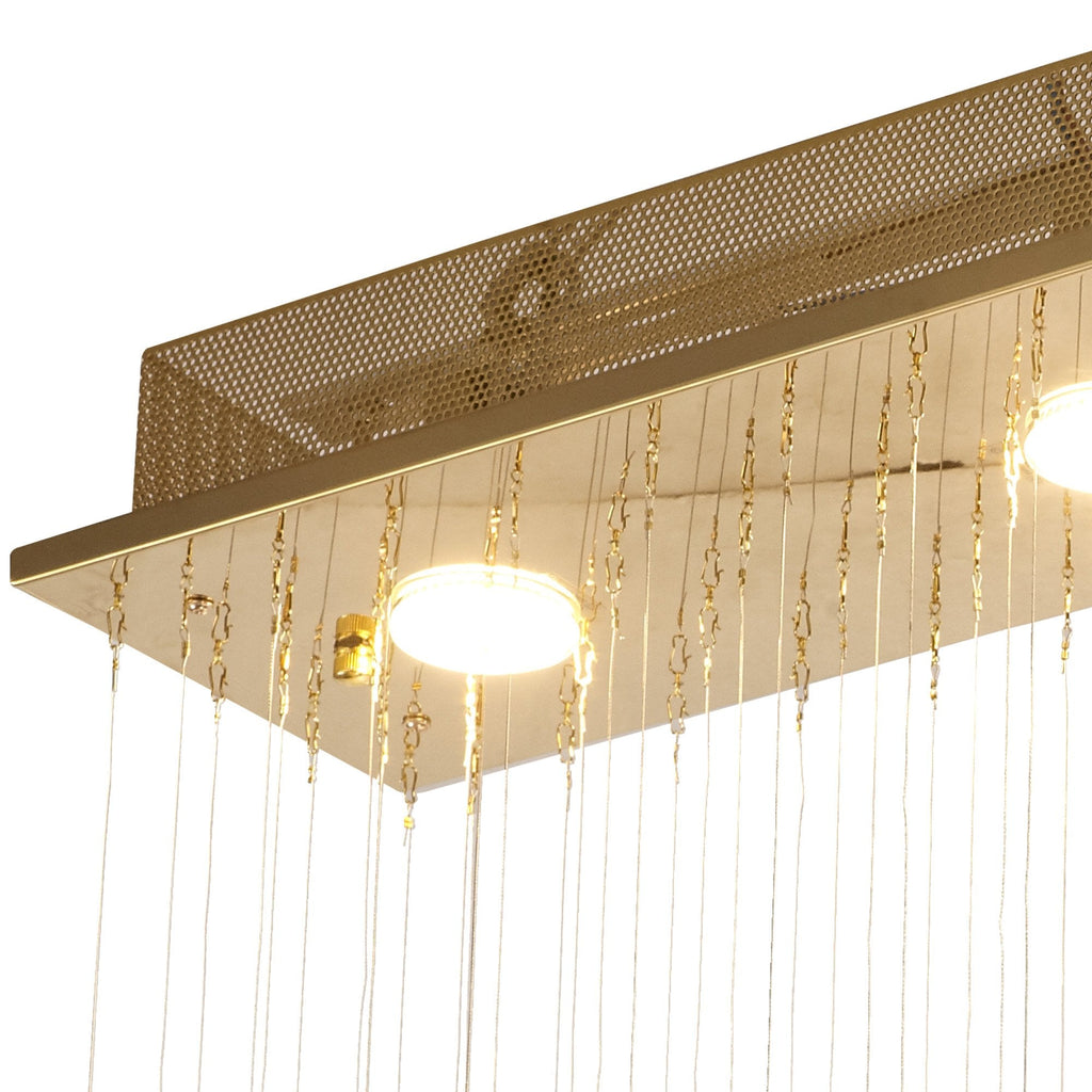 IL31381 Colorado Rectangular Pendant Line 4 Light GU10 French Gold/Crystal