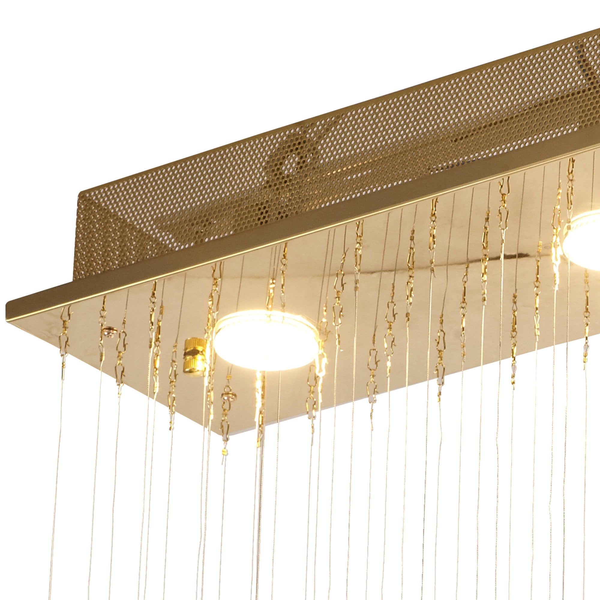 IL31381 Colorado Rectangular Pendant Line 4 Light GU10 French Gold/Crystal