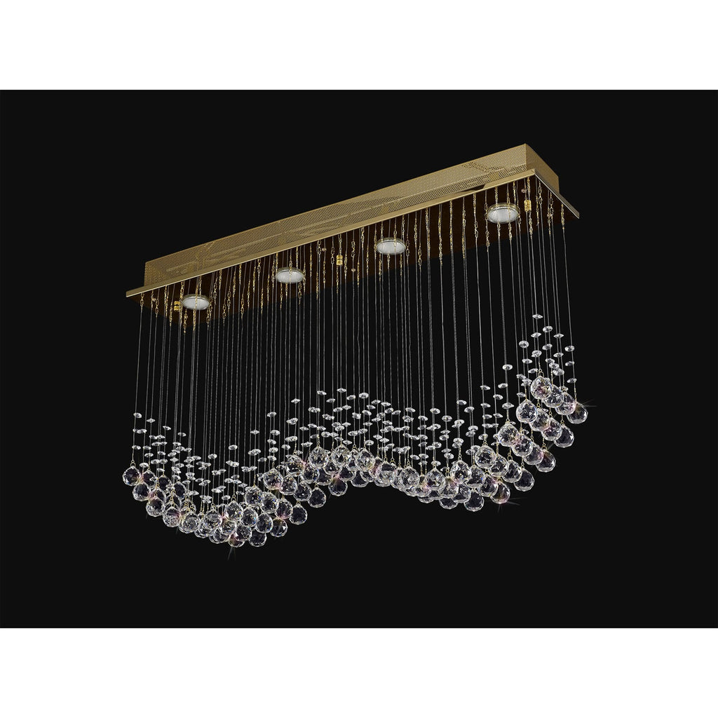 IL31381 Colorado Rectangular Pendant Line 4 Light GU10 French Gold/Crystal