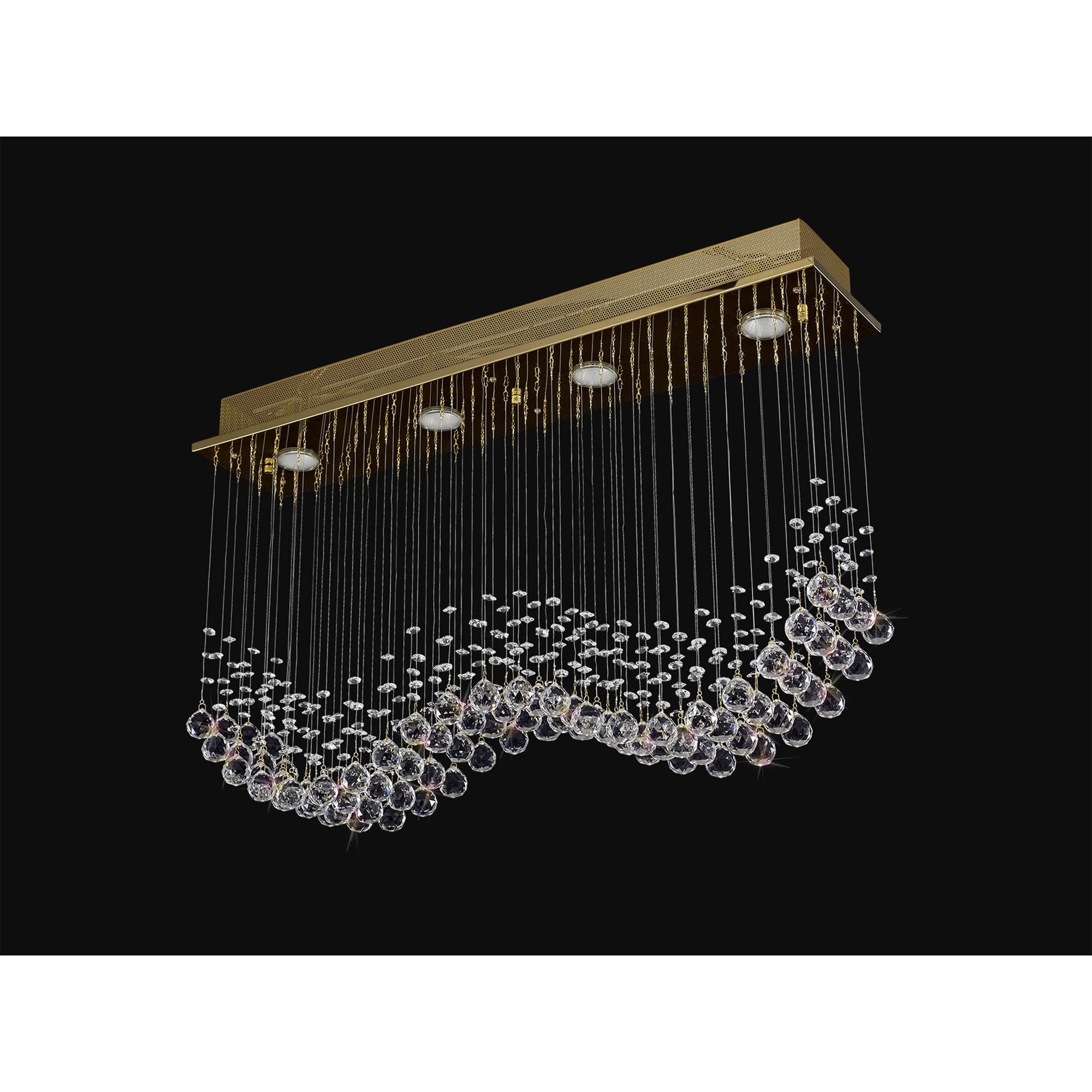 IL31381 Colorado Rectangular Pendant Line 4 Light GU10 French Gold/Crystal