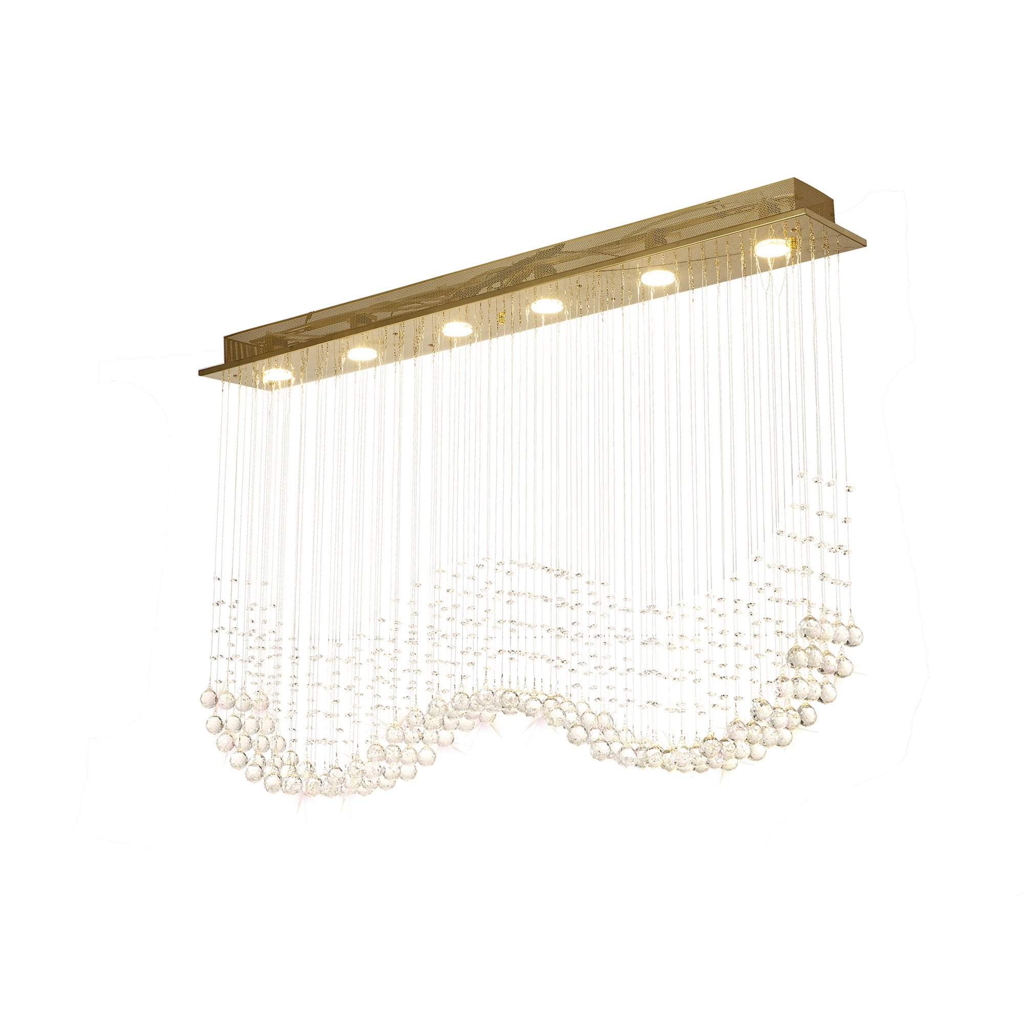 IL31382 Colorado Rectangular Pendant Line 6 Light GU10 French Gold/Crystal