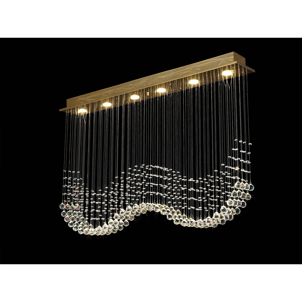 IL31382 Colorado Rectangular Pendant Line 6 Light GU10 French Gold/Crystal