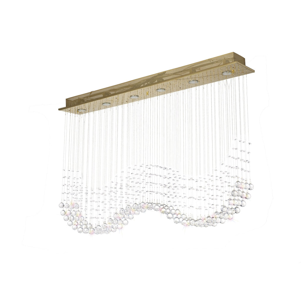 IL31382 Colorado Rectangular Pendant Line 6 Light GU10 French Gold/Crystal