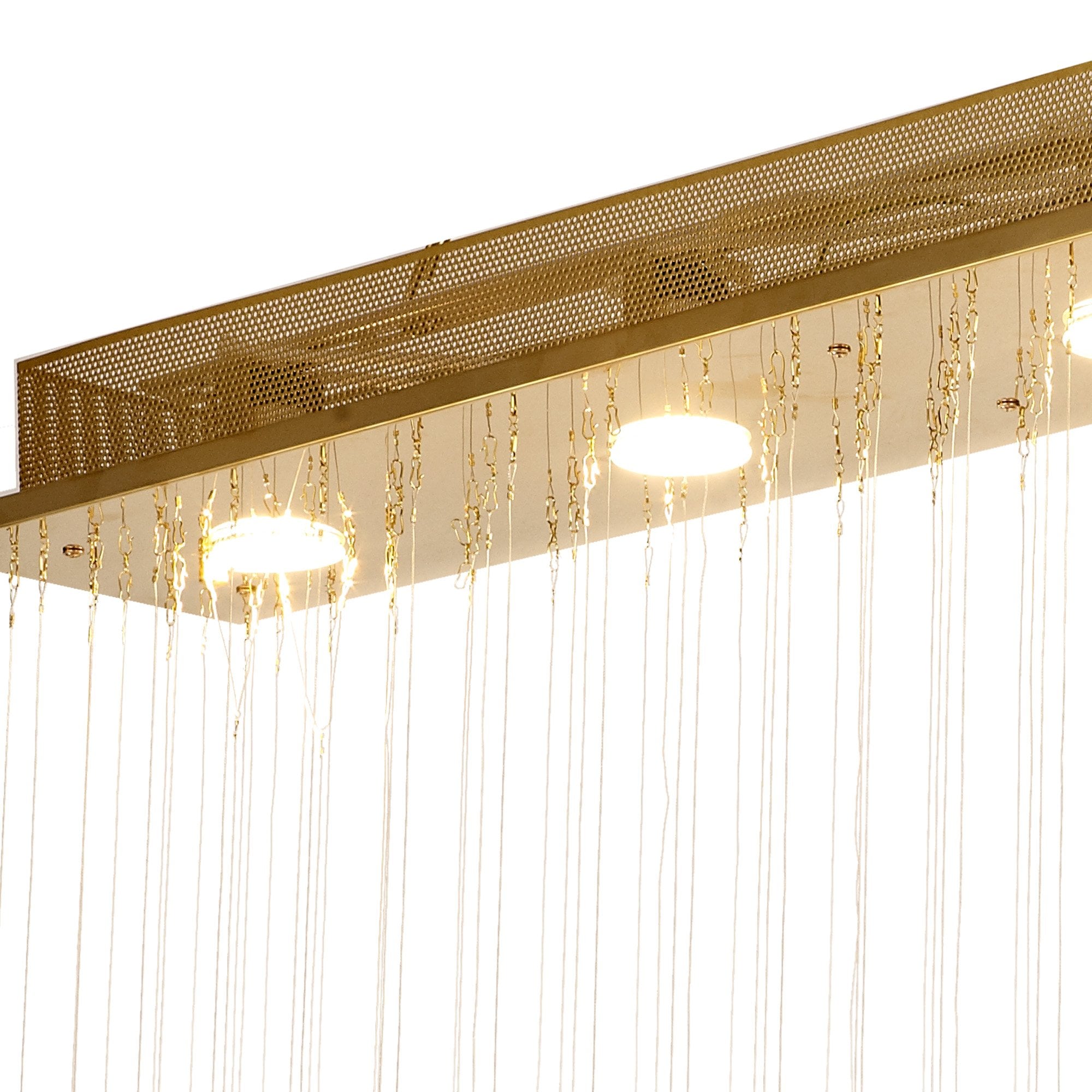 IL31382 Colorado Rectangular Pendant Line 6 Light GU10 French Gold/Crystal