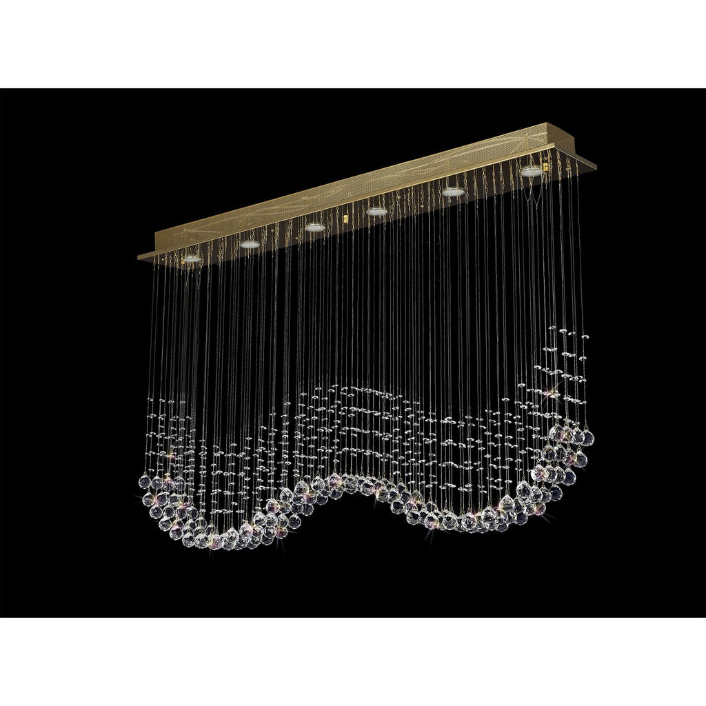 IL31382 Colorado Rectangular Pendant Line 6 Light GU10 French Gold/Crystal