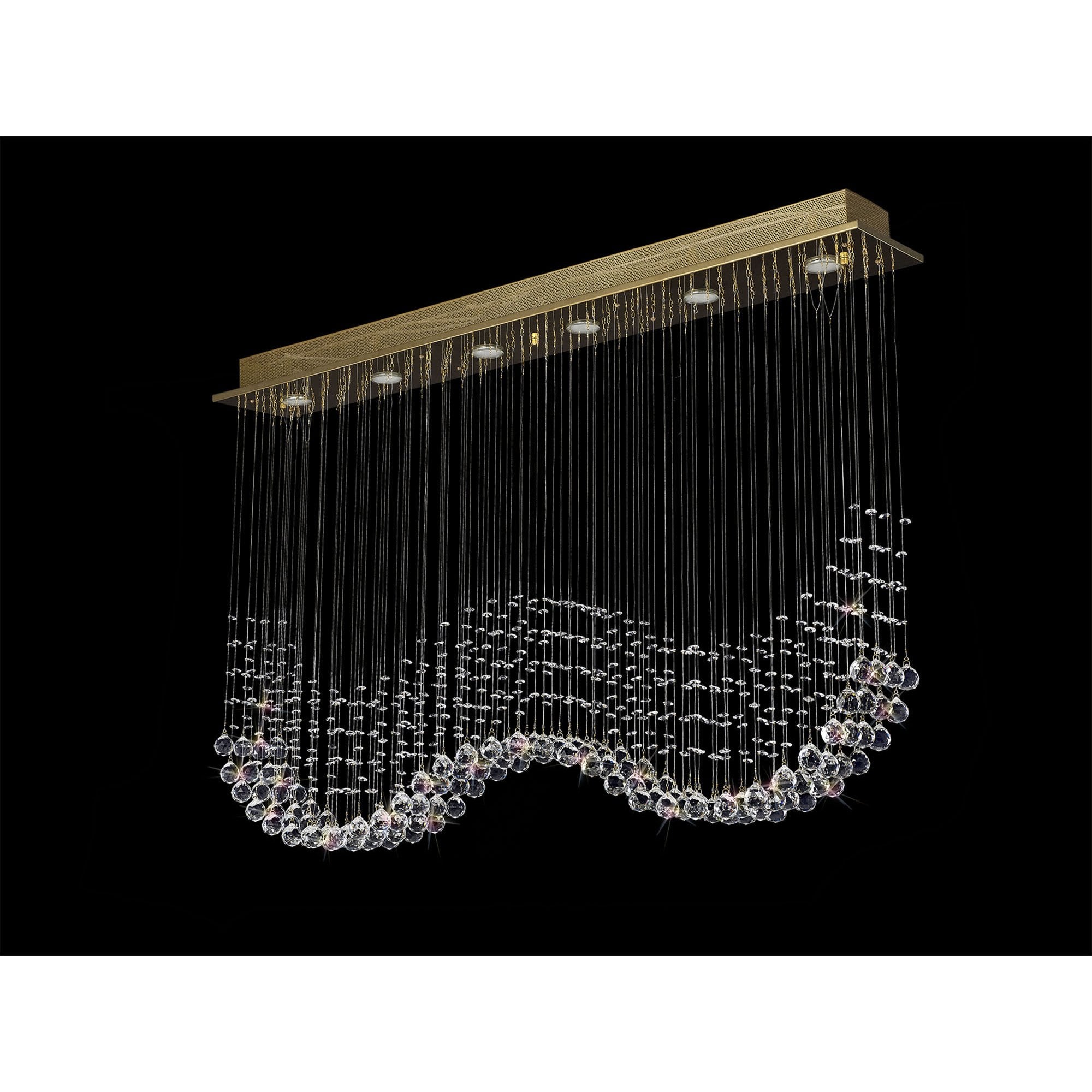 IL31382 Colorado Rectangular Pendant Line 6 Light GU10 French Gold/Crystal