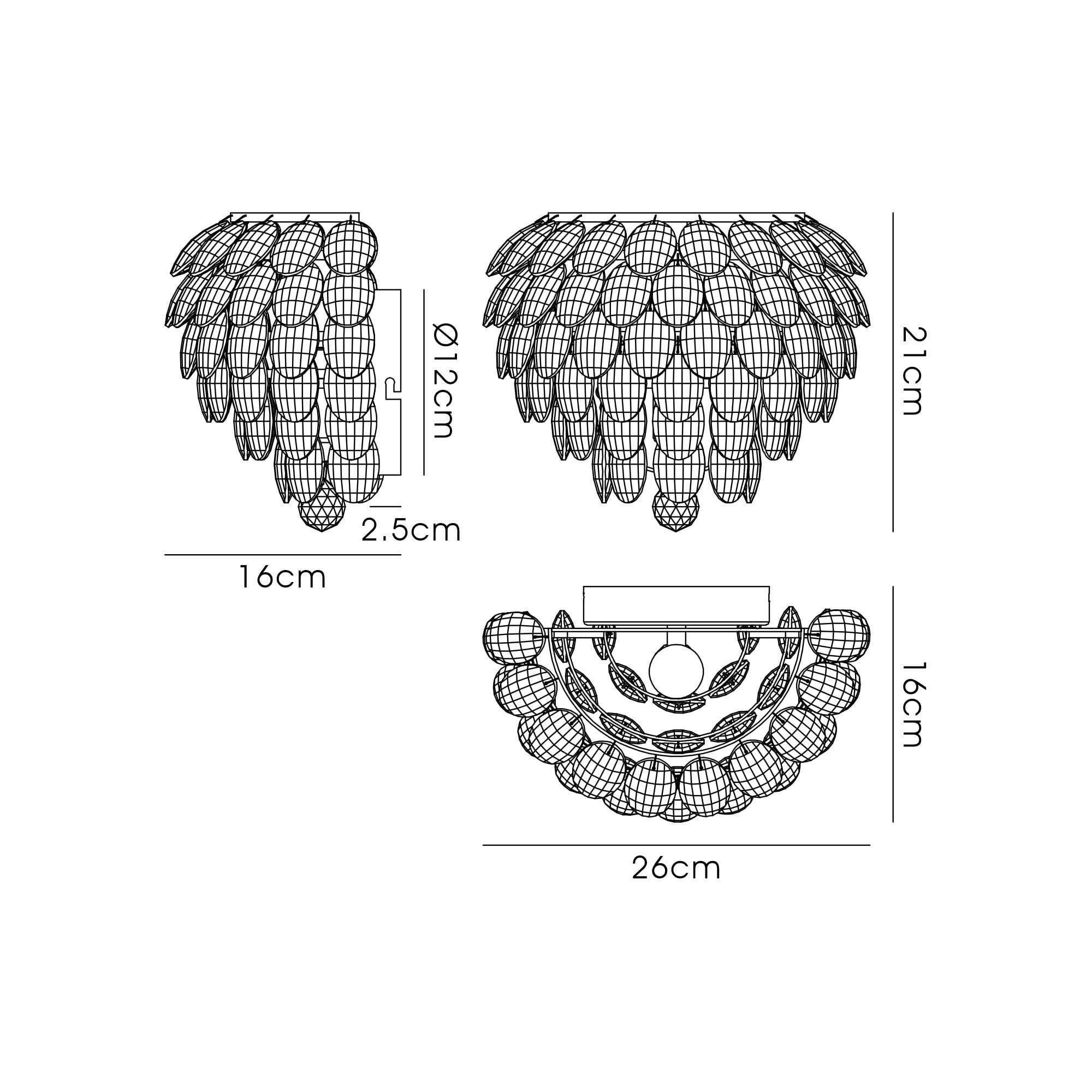 IL32807AB Coniston Wall Lamp 1 Light E14 Antique Brass/Crystal