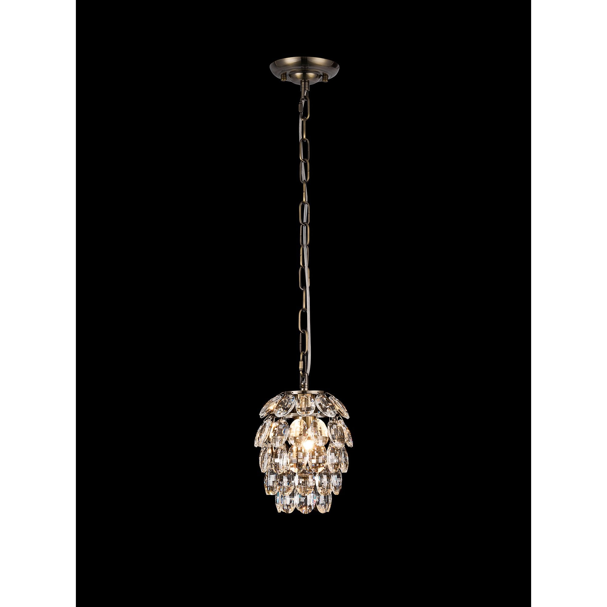 IL32839AB Coniston Pendant 5 Layer 1 Light E27 Antique Brass/Crystal