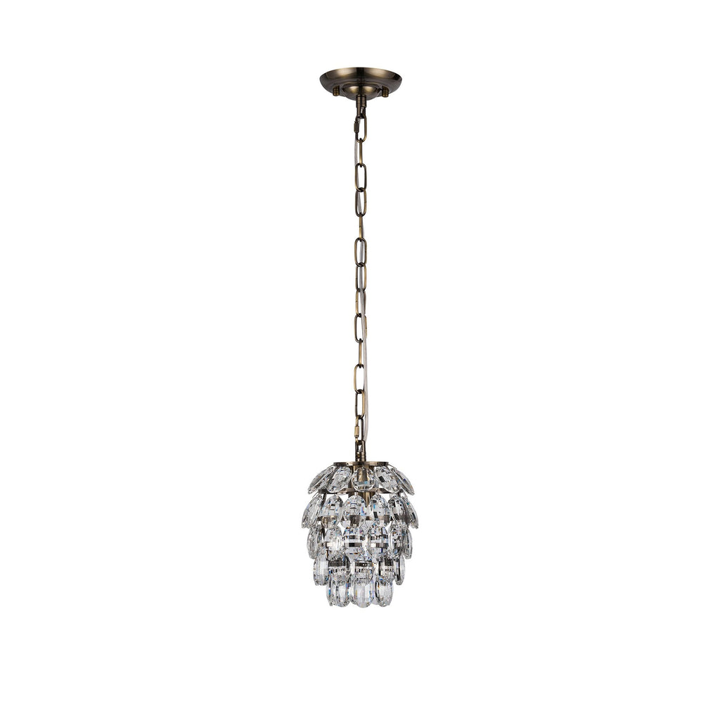 IL32839AB Coniston Pendant 5 Layer 1 Light E27 Antique Brass/Crystal