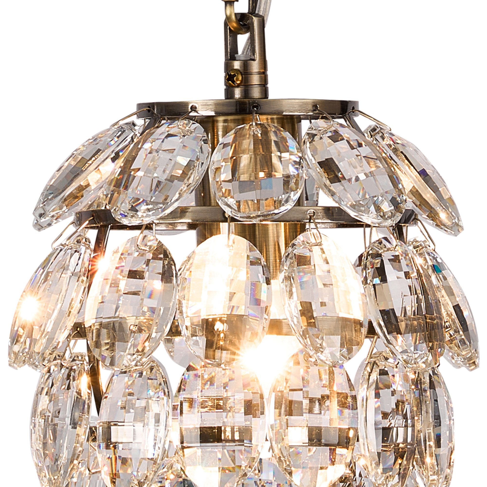 IL32839AB Coniston Pendant 5 Layer 1 Light E27 Antique Brass/Crystal
