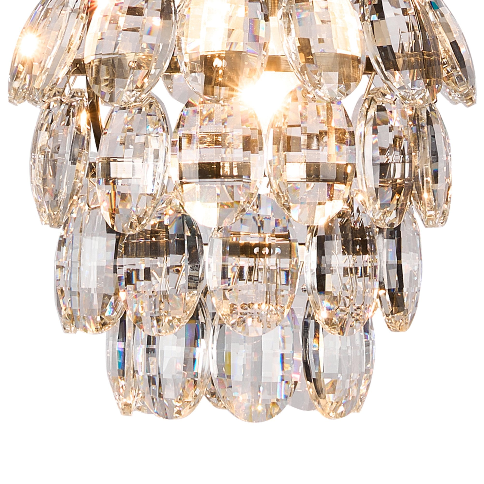 IL32839AB Coniston Pendant 5 Layer 1 Light E27 Antique Brass/Crystal