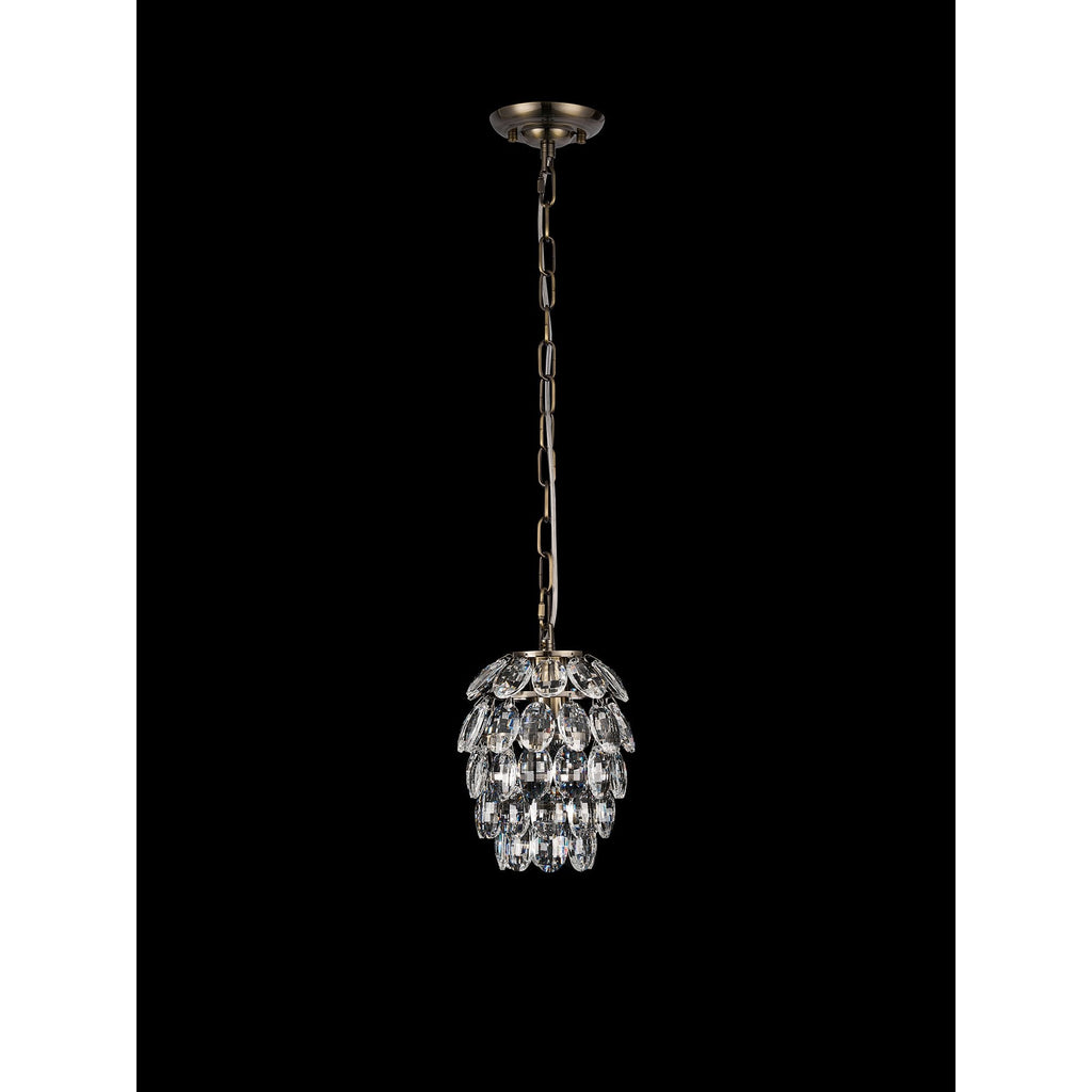 IL32839AB Coniston Pendant 5 Layer 1 Light E27 Antique Brass/Crystal