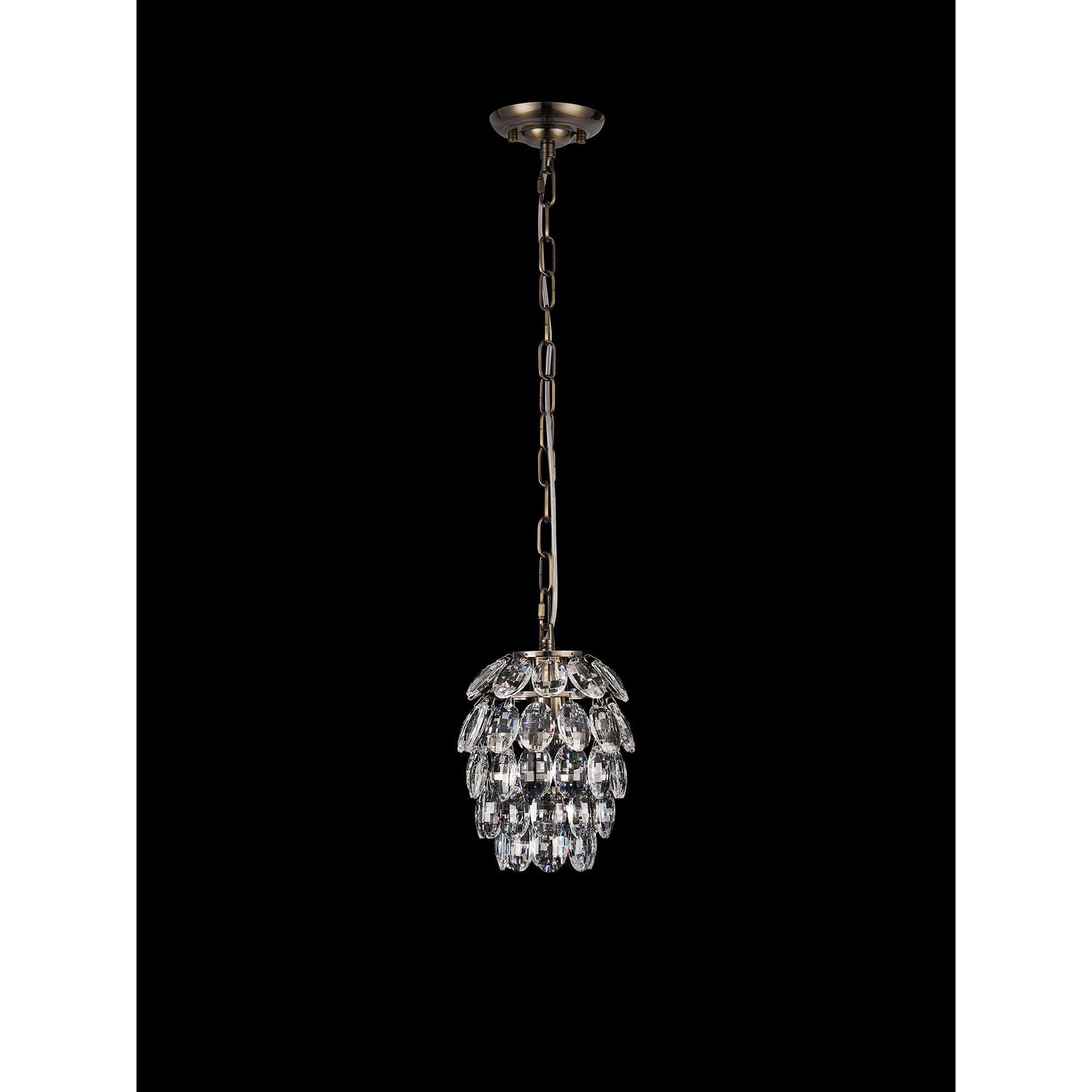 IL32839AB Coniston Pendant 5 Layer 1 Light E27 Antique Brass/Crystal
