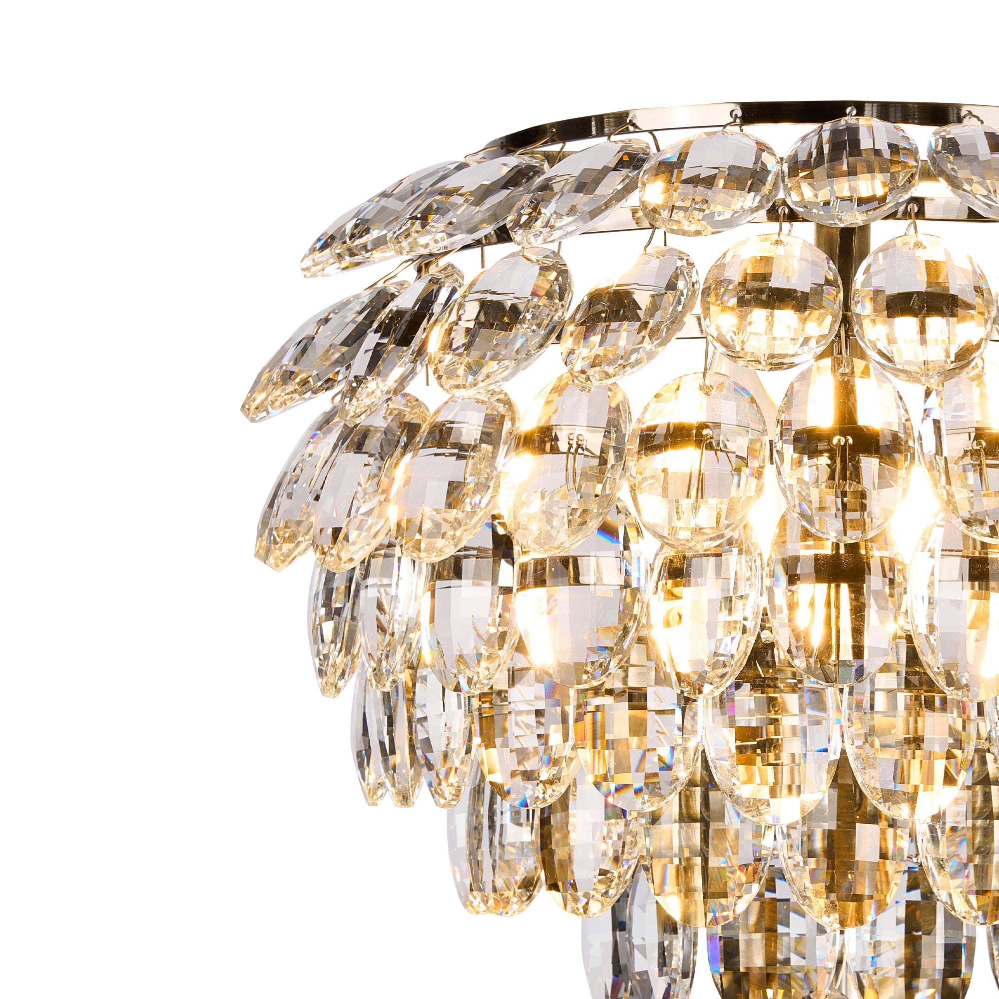 IL32829AB Coniston Wall Lamp 2 Light E14 Antique Brass/Crystal