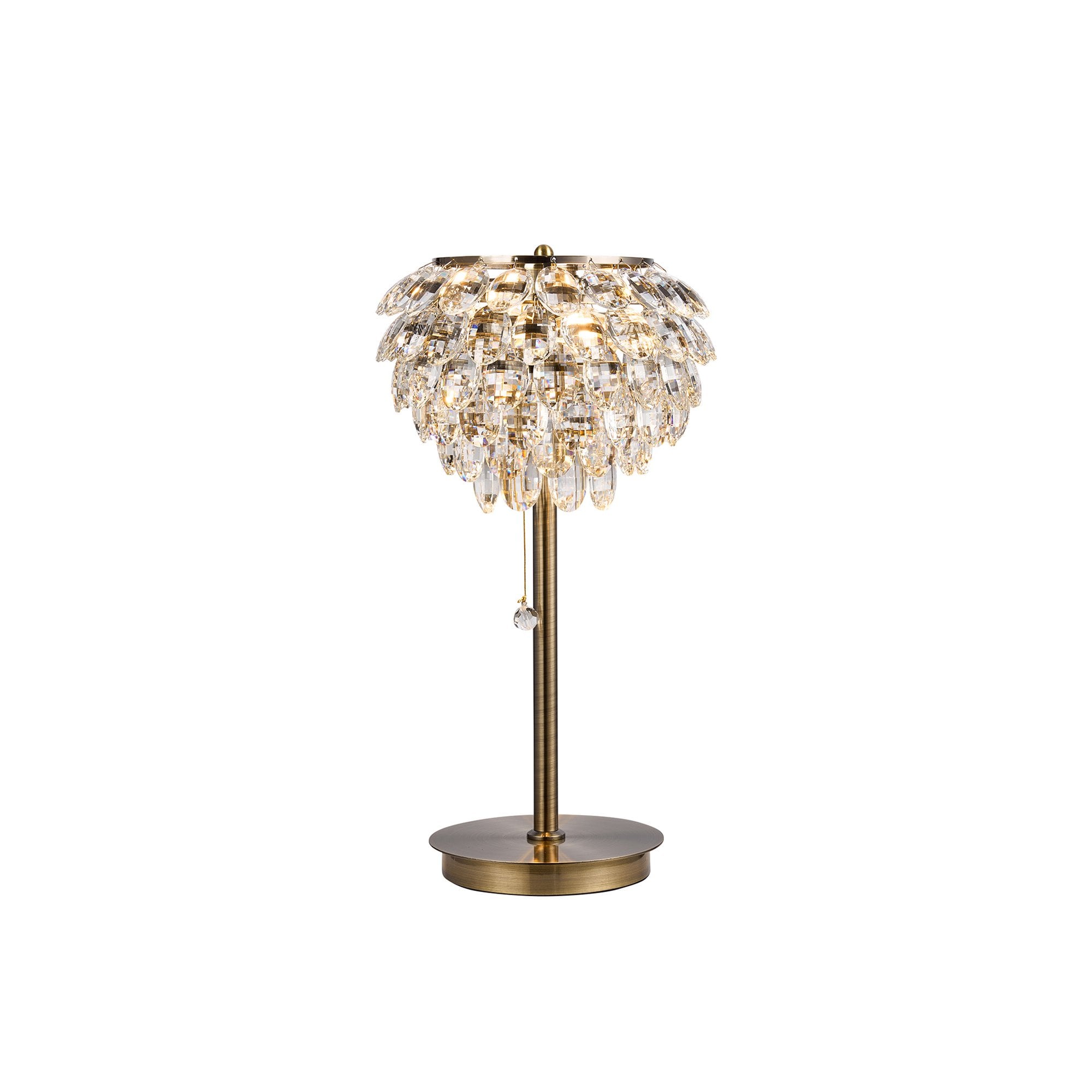 IL32836AB Coniston Table Lamp 2 Light E14 Antique Brass/Crystal