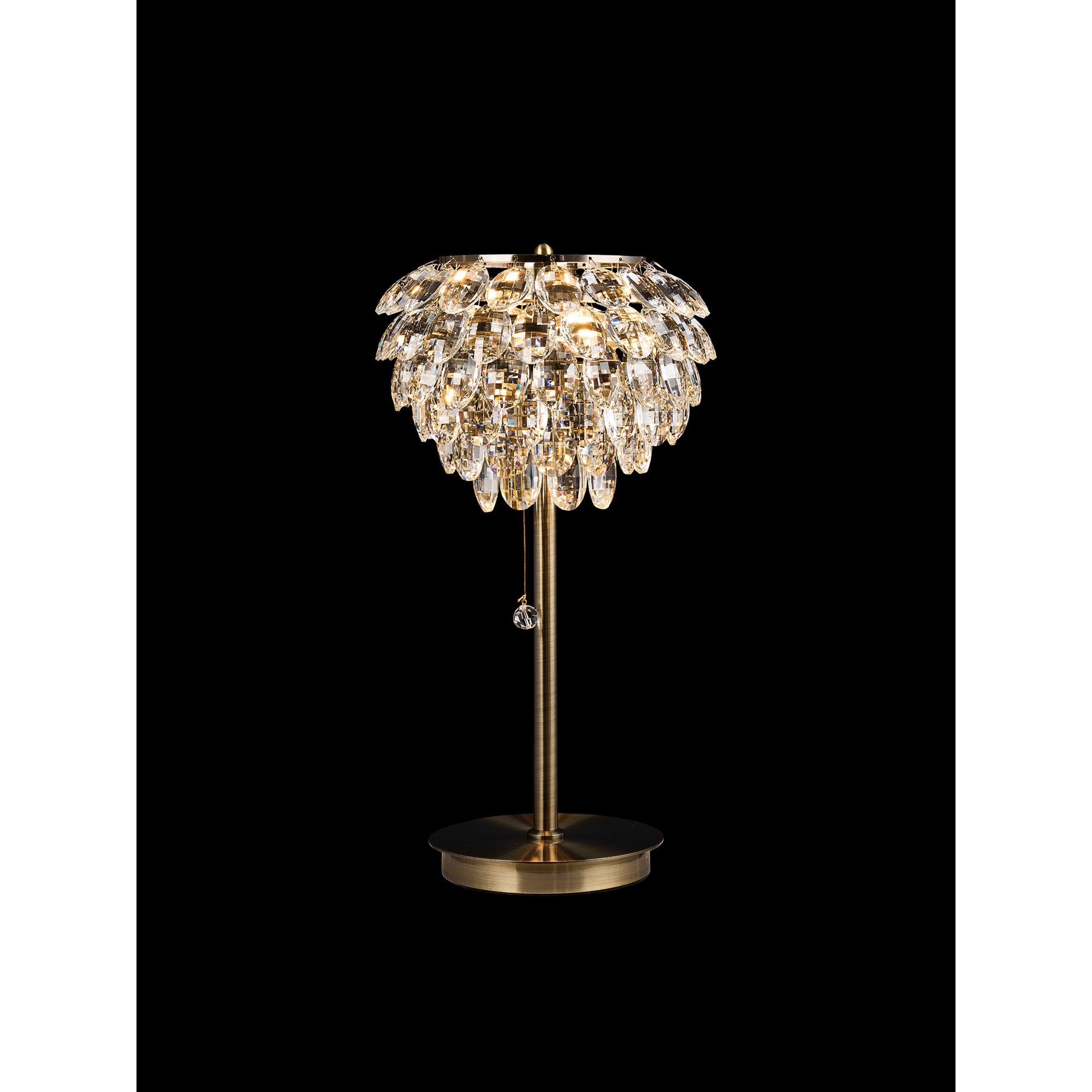 IL32836AB Coniston Table Lamp 2 Light E14 Antique Brass/Crystal