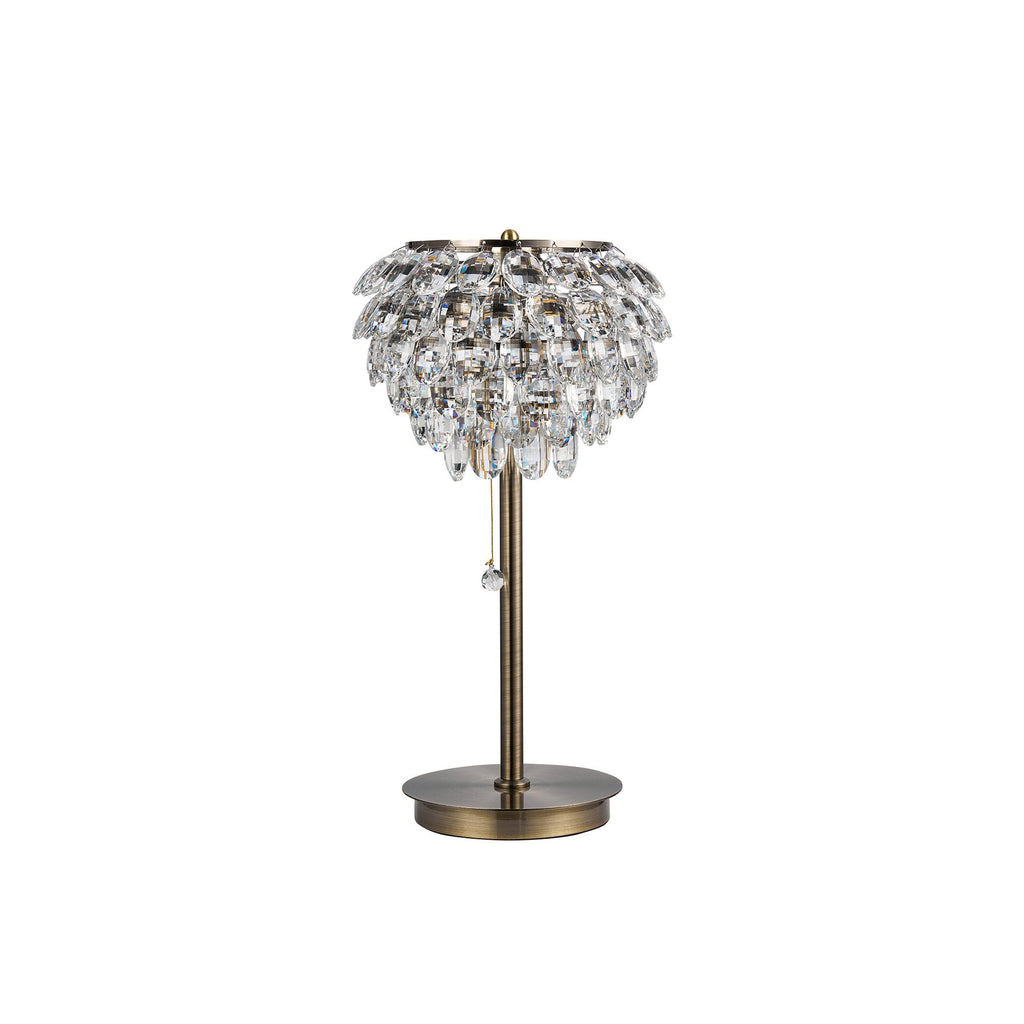 IL32836AB Coniston Table Lamp 2 Light E14 Antique Brass/Crystal