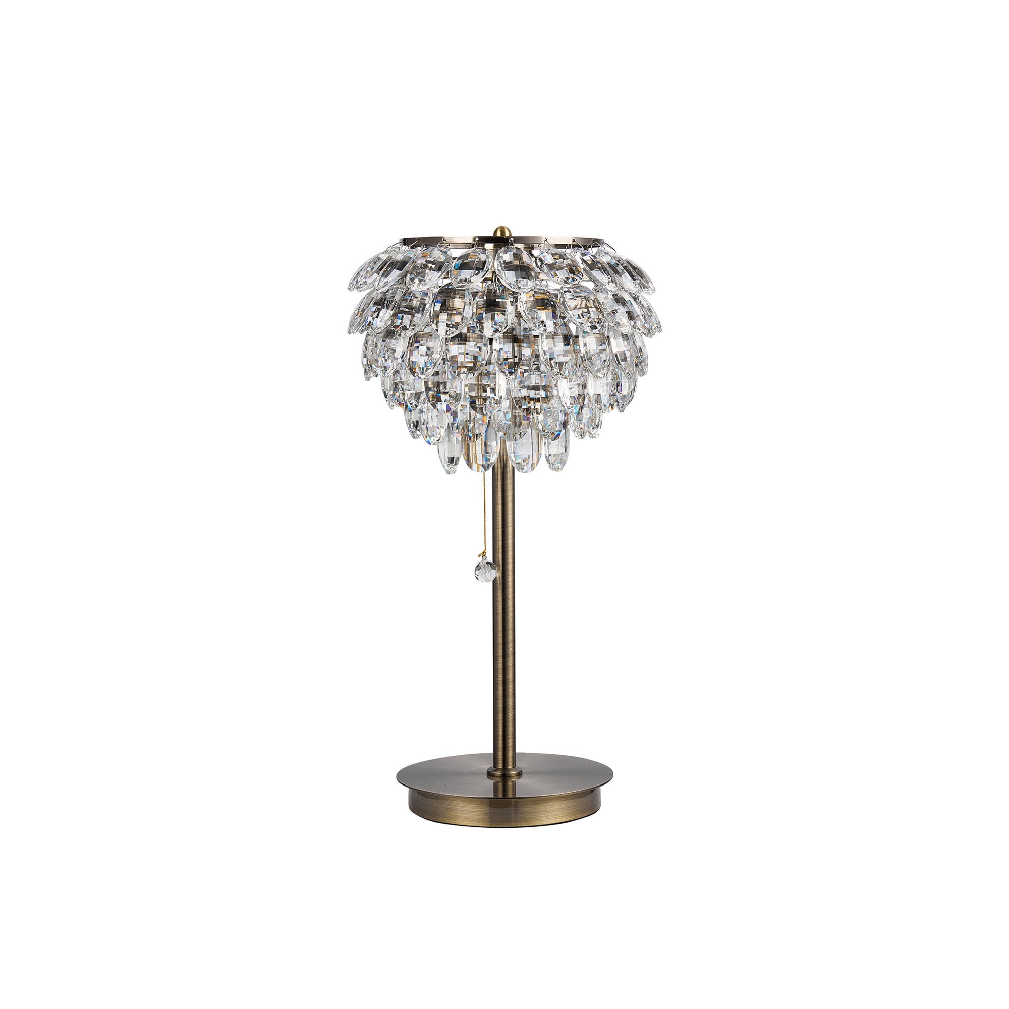 IL32836AB Coniston Table Lamp 2 Light E14 Antique Brass/Crystal