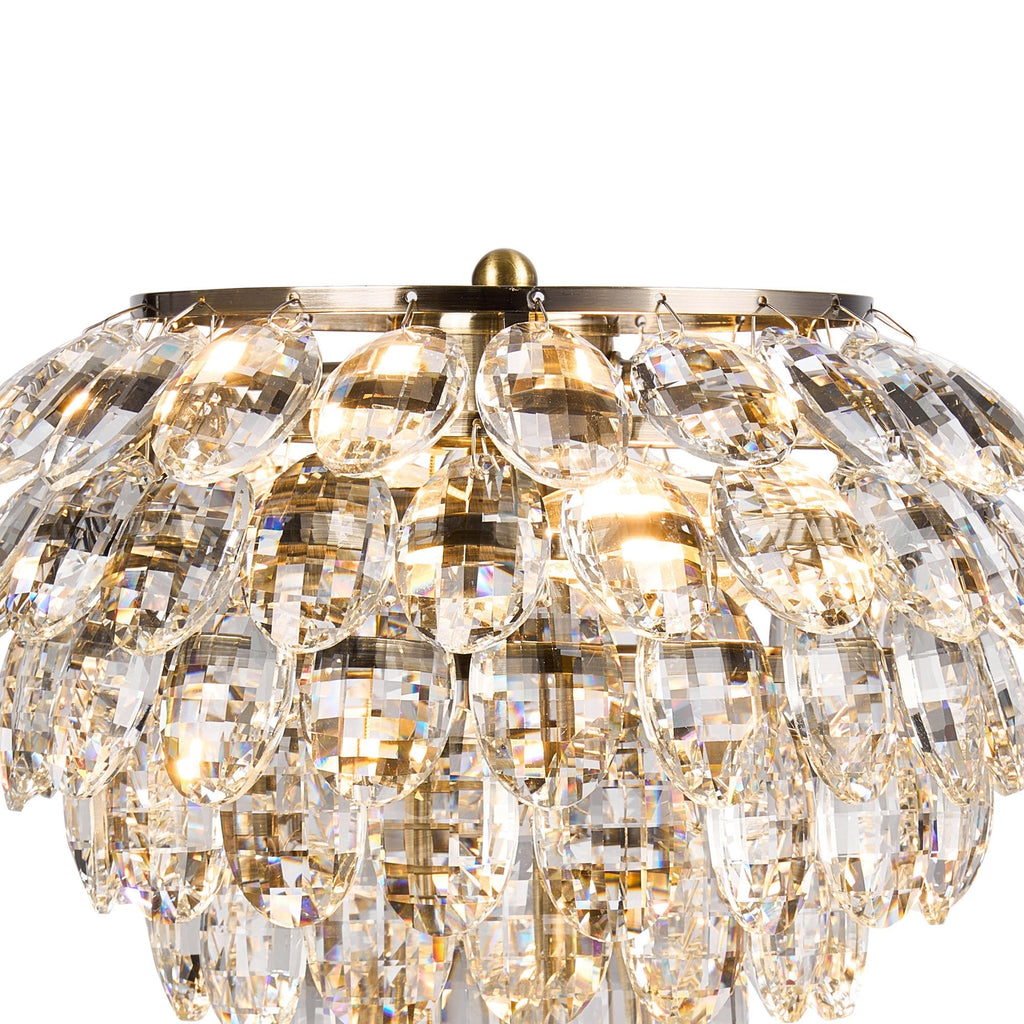 IL32836AB Coniston Table Lamp 2 Light E14 Antique Brass/Crystal