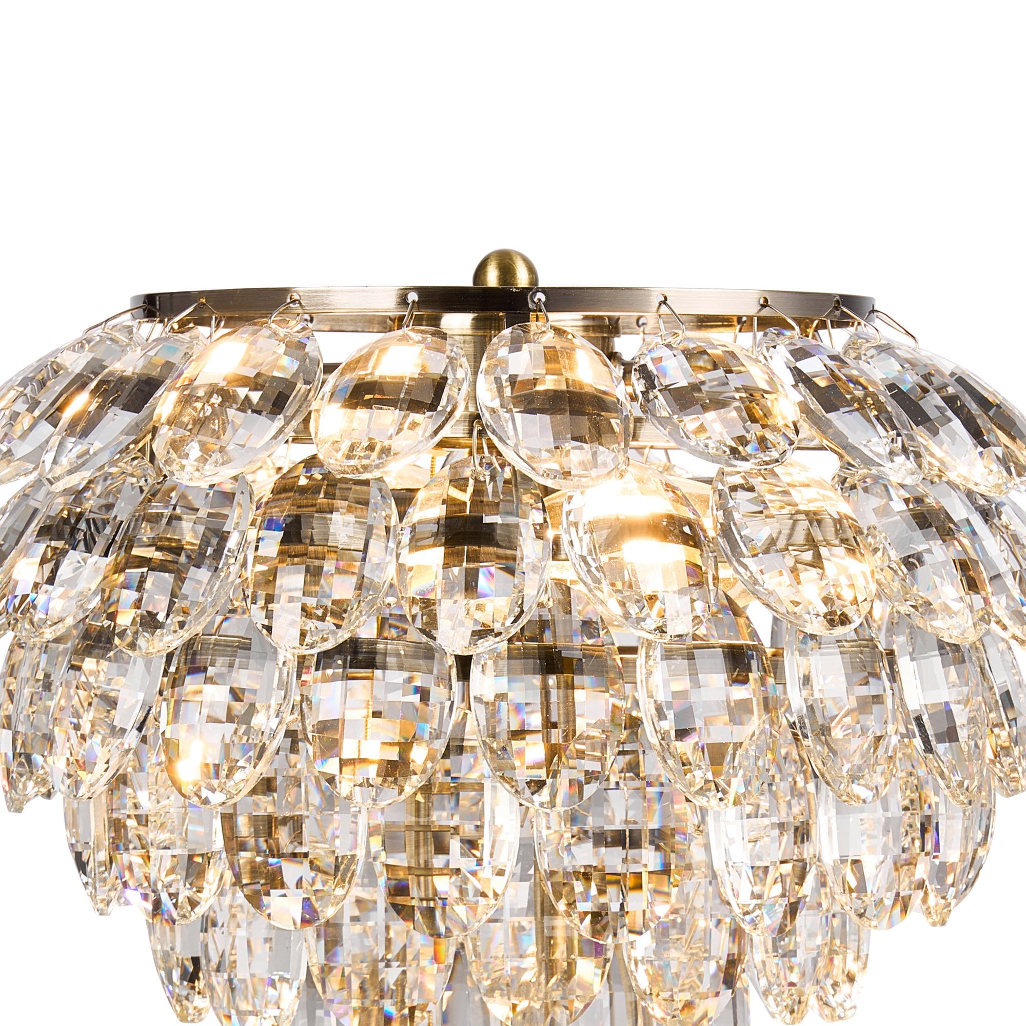 IL32836AB Coniston Table Lamp 2 Light E14 Antique Brass/Crystal