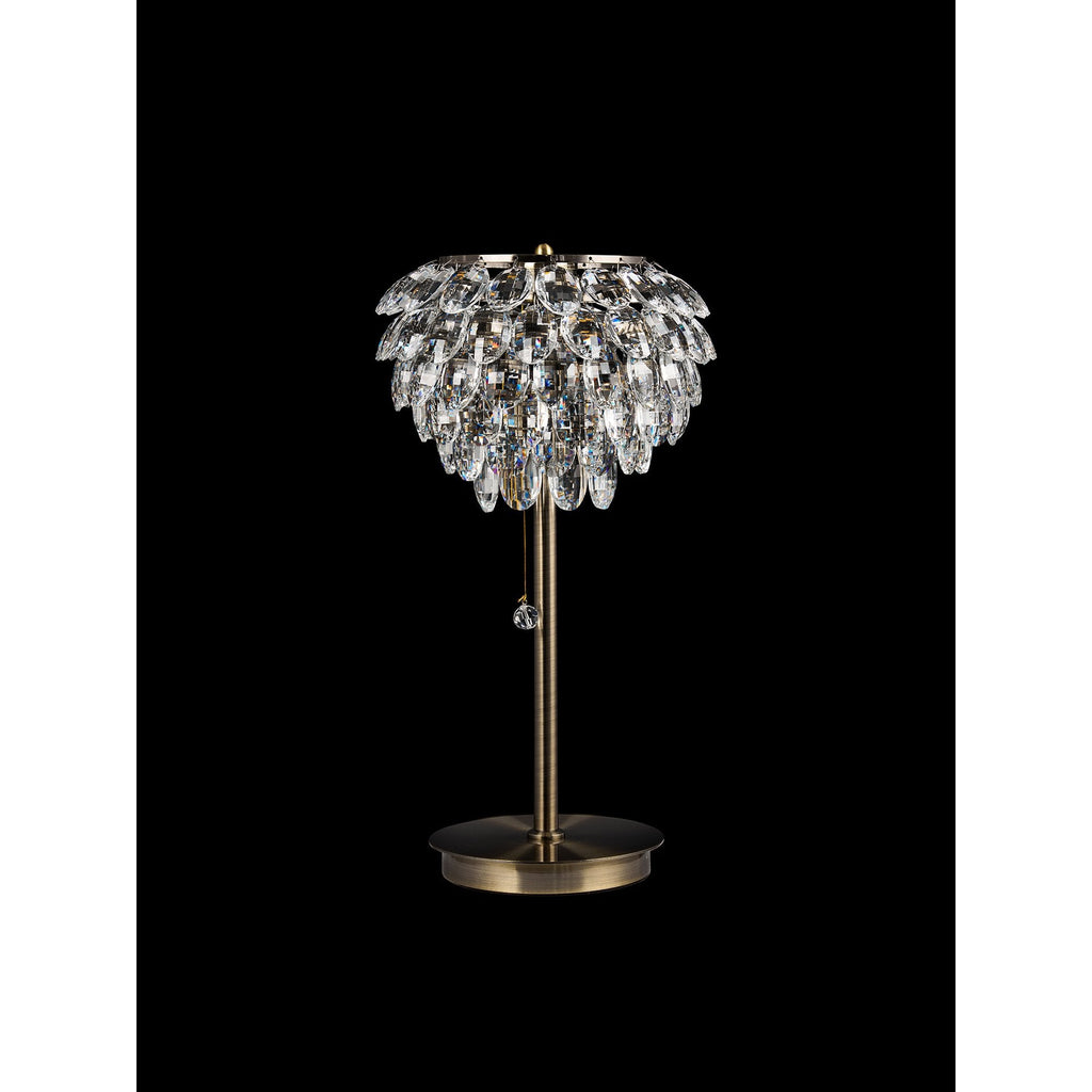 IL32836AB Coniston Table Lamp 2 Light E14 Antique Brass/Crystal