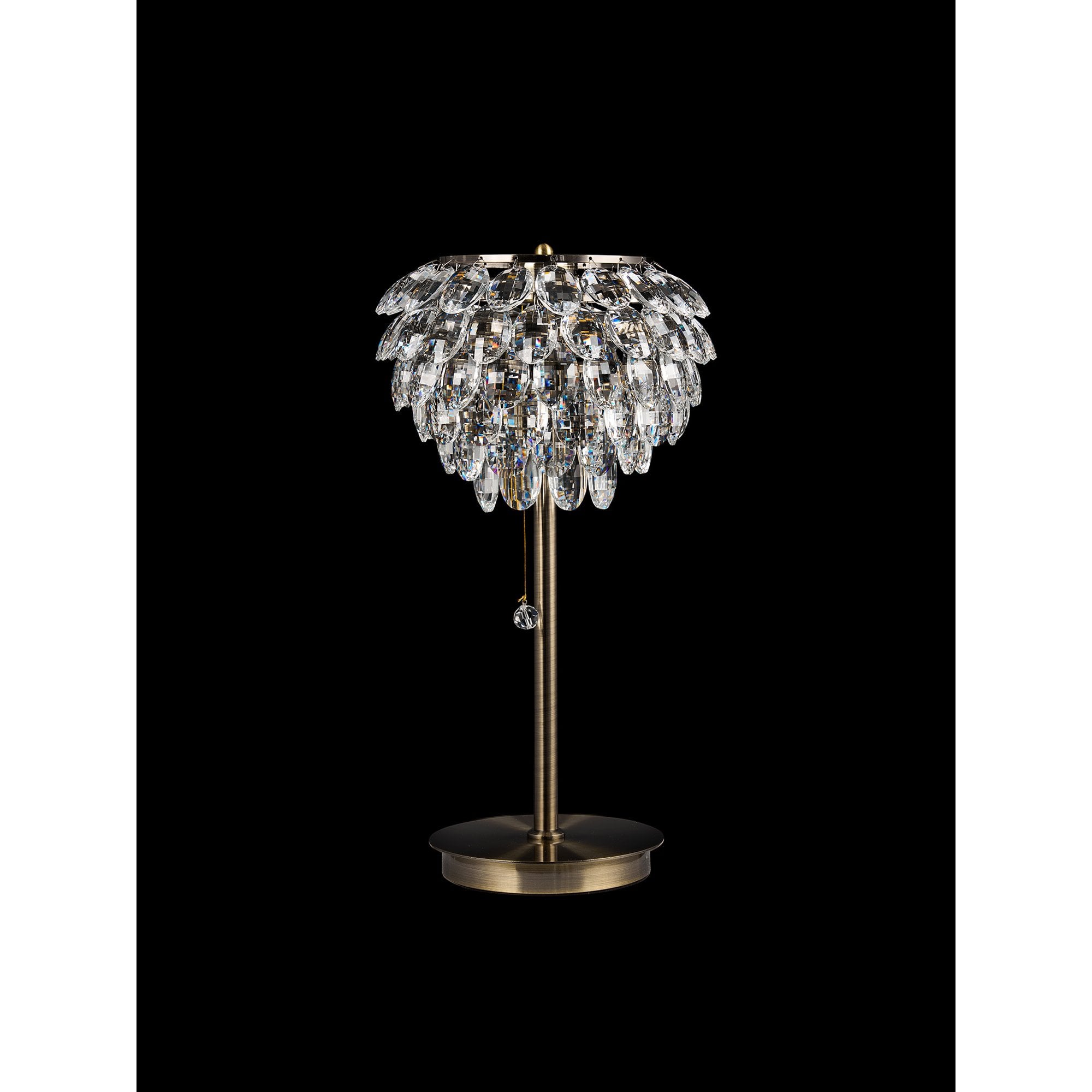 IL32836AB Coniston Table Lamp 2 Light E14 Antique Brass/Crystal