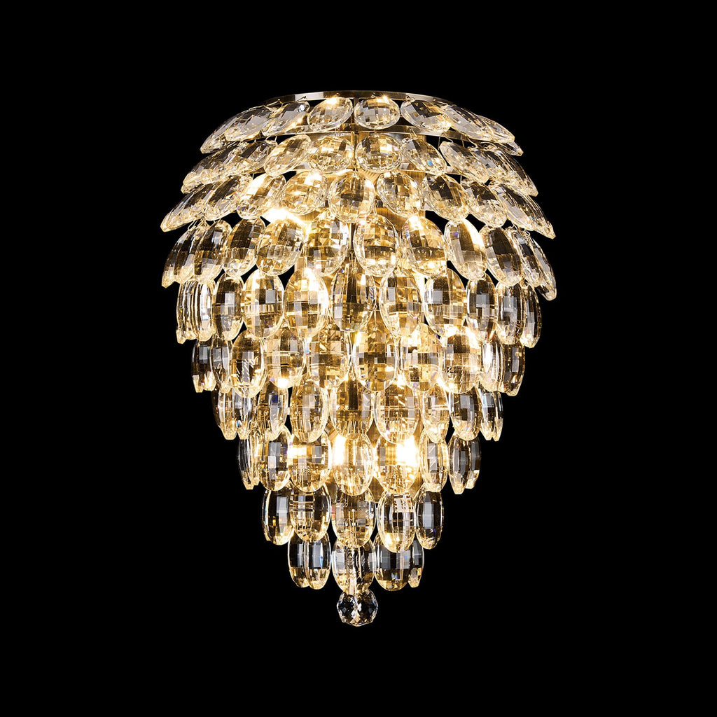 IL32911AB Coniston Tall Wall Lamp 4 Light E14 Antique Brass/Crystal