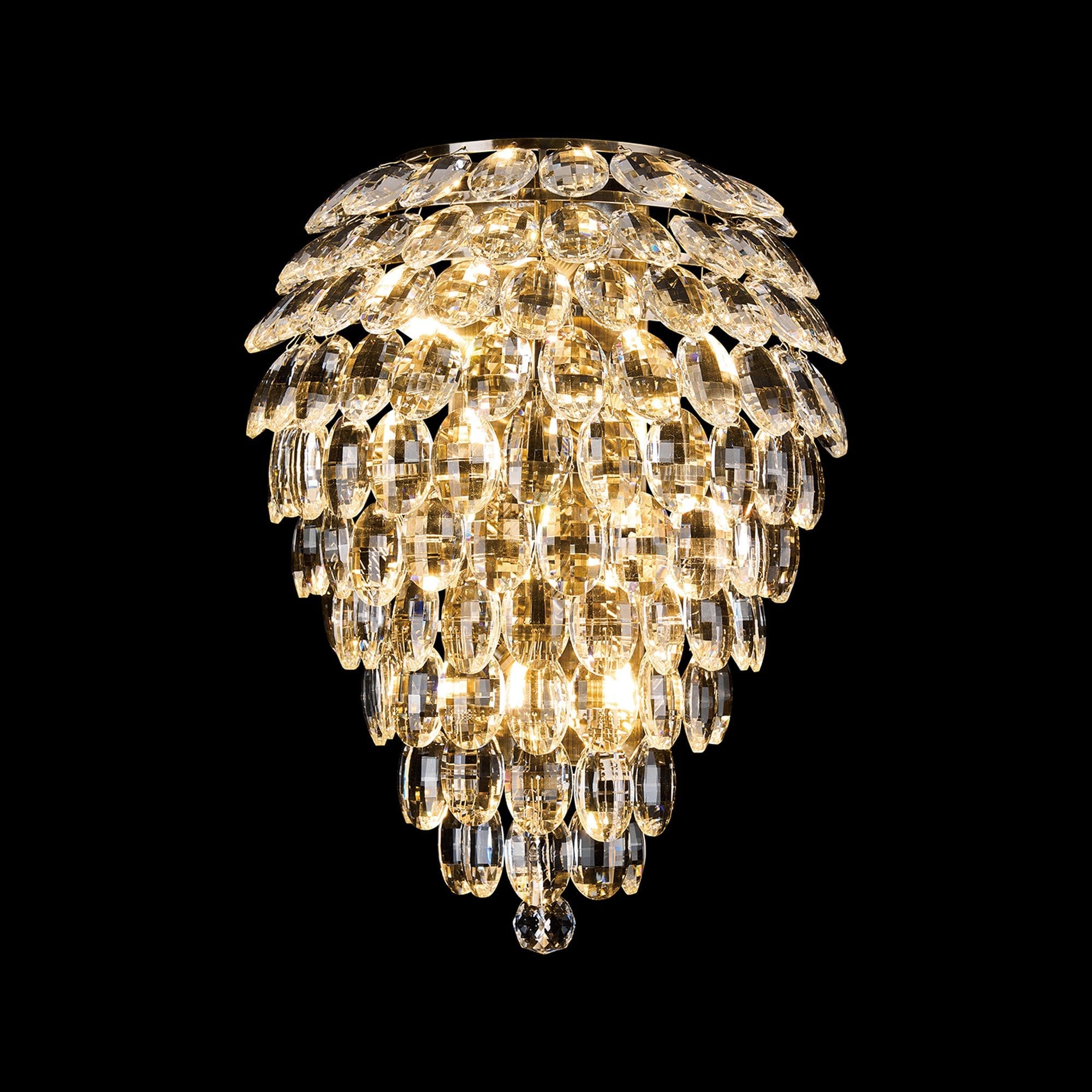 IL32911AB Coniston Tall Wall Lamp 4 Light E14 Antique Brass/Crystal