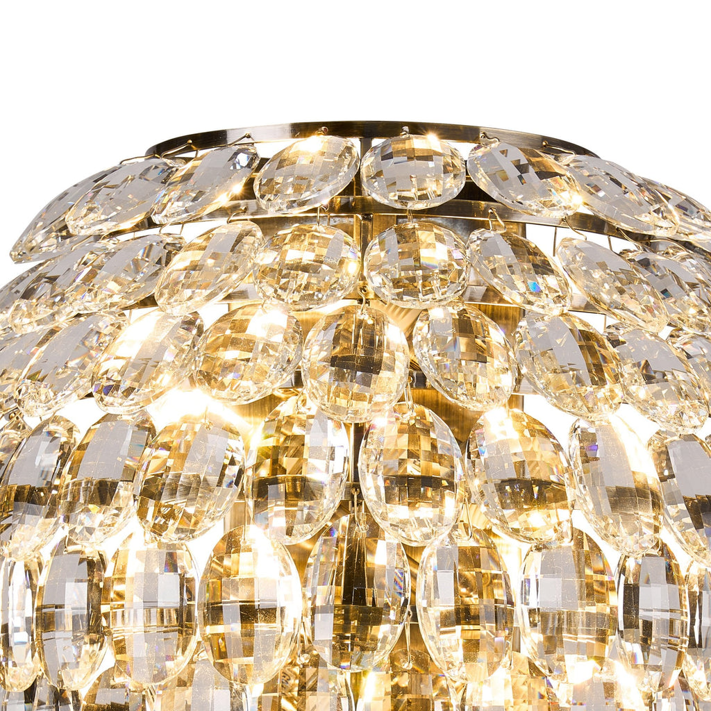 IL32911AB Coniston Tall Wall Lamp 4 Light E14 Antique Brass/Crystal