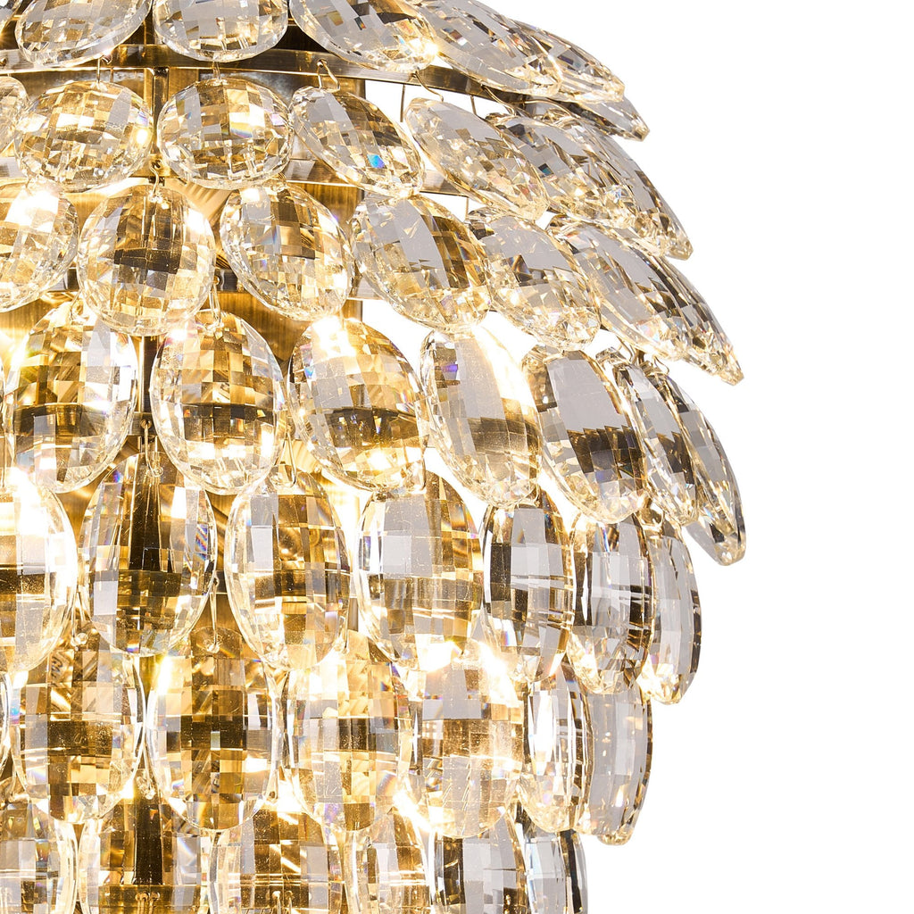IL32911AB Coniston Tall Wall Lamp 4 Light E14 Antique Brass/Crystal