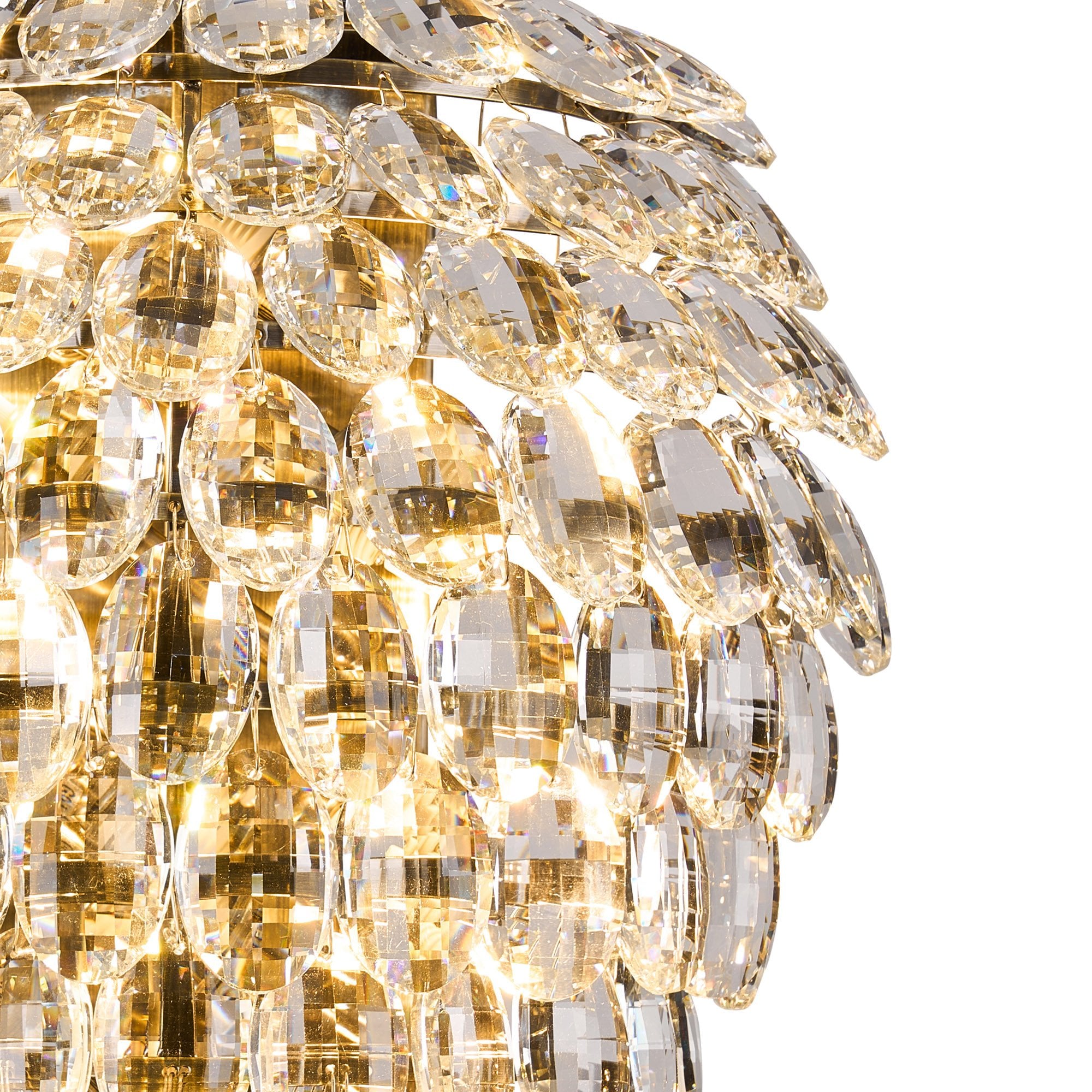 IL32911AB Coniston Tall Wall Lamp 4 Light E14 Antique Brass/Crystal